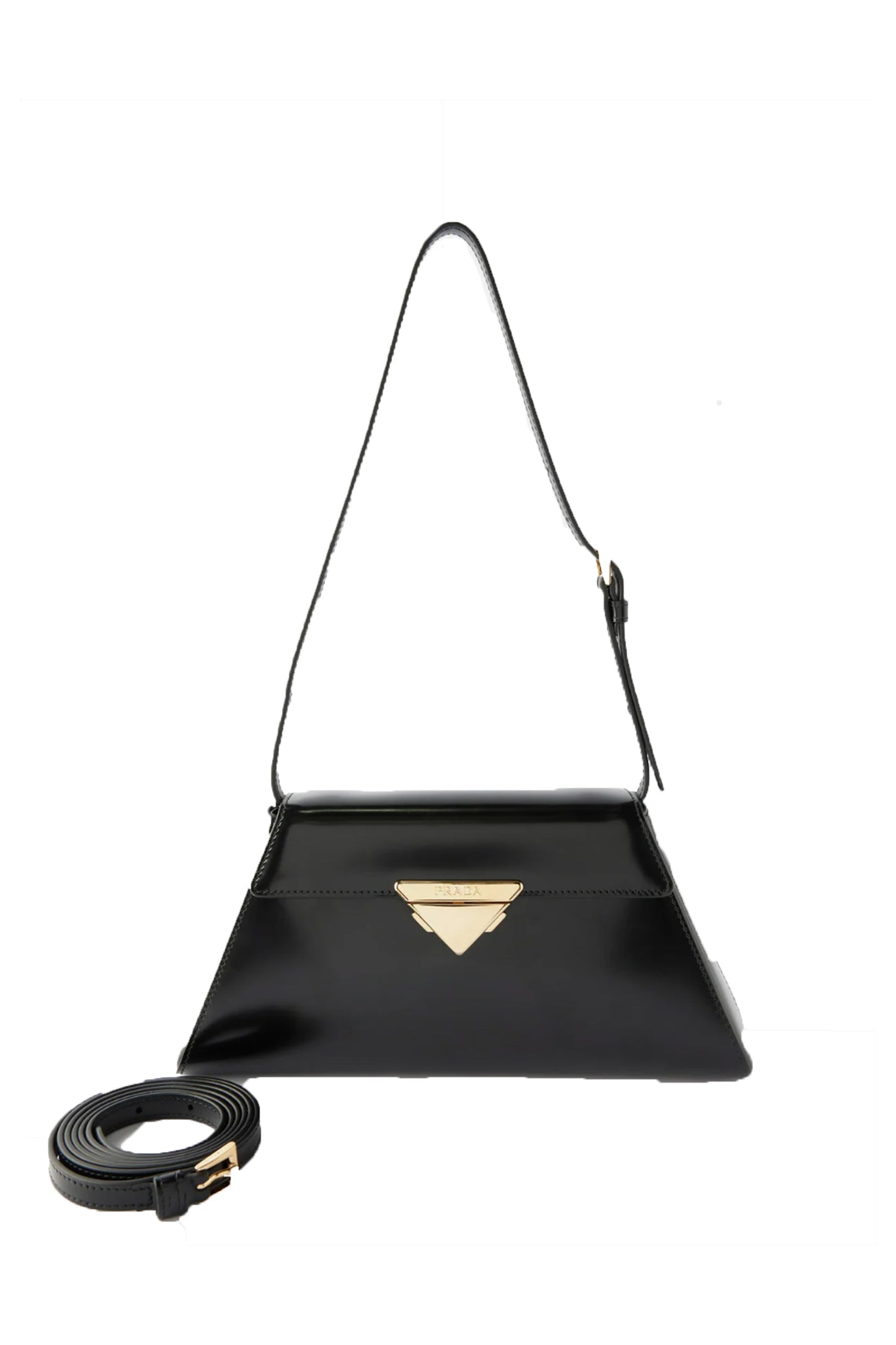Brushed-Leather Black Shoulder Bag