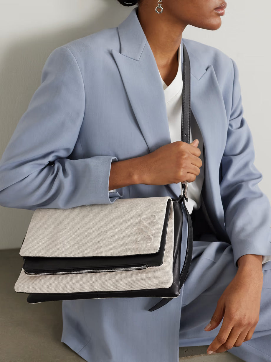 City Small Embossed Canvas Shoulder Bag
