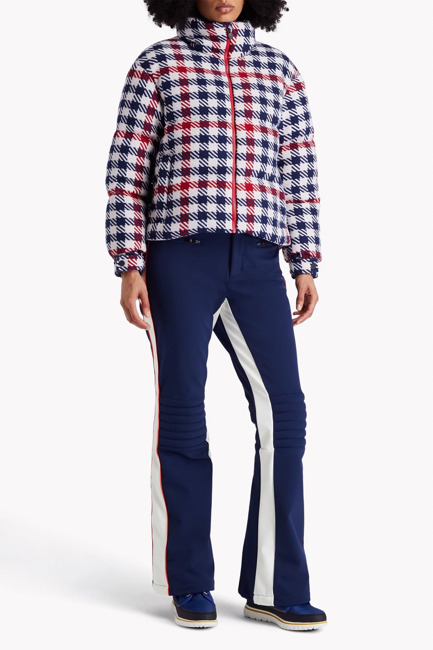 Quilted checked twill down ski jacket