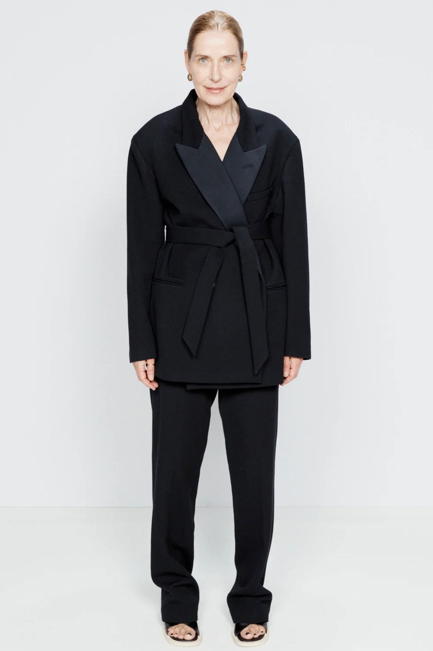 Exaggerated Recycled Wool-blend Tux Blazer