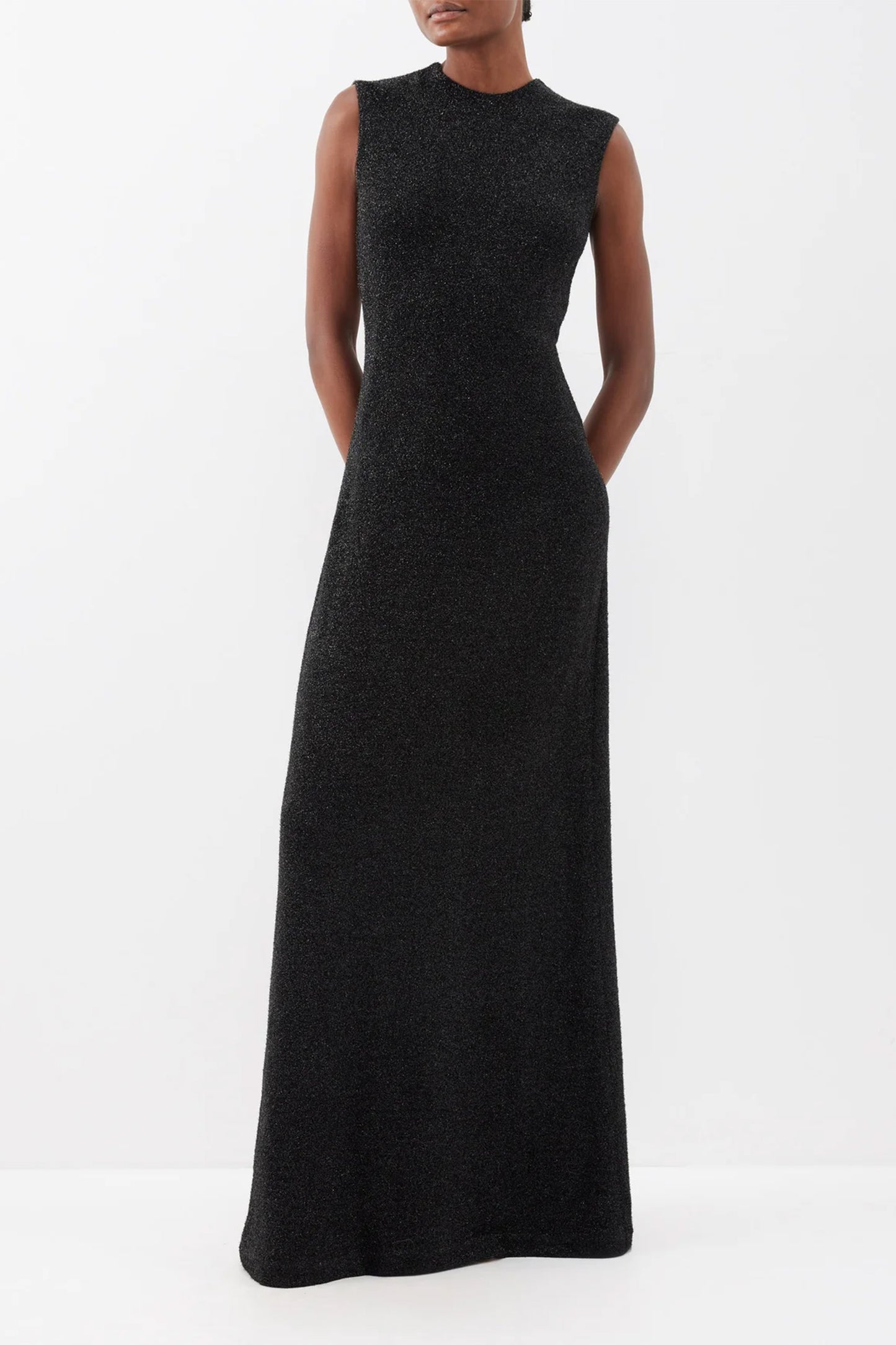 Crew-neck Metallic Lurex Maxi Dress