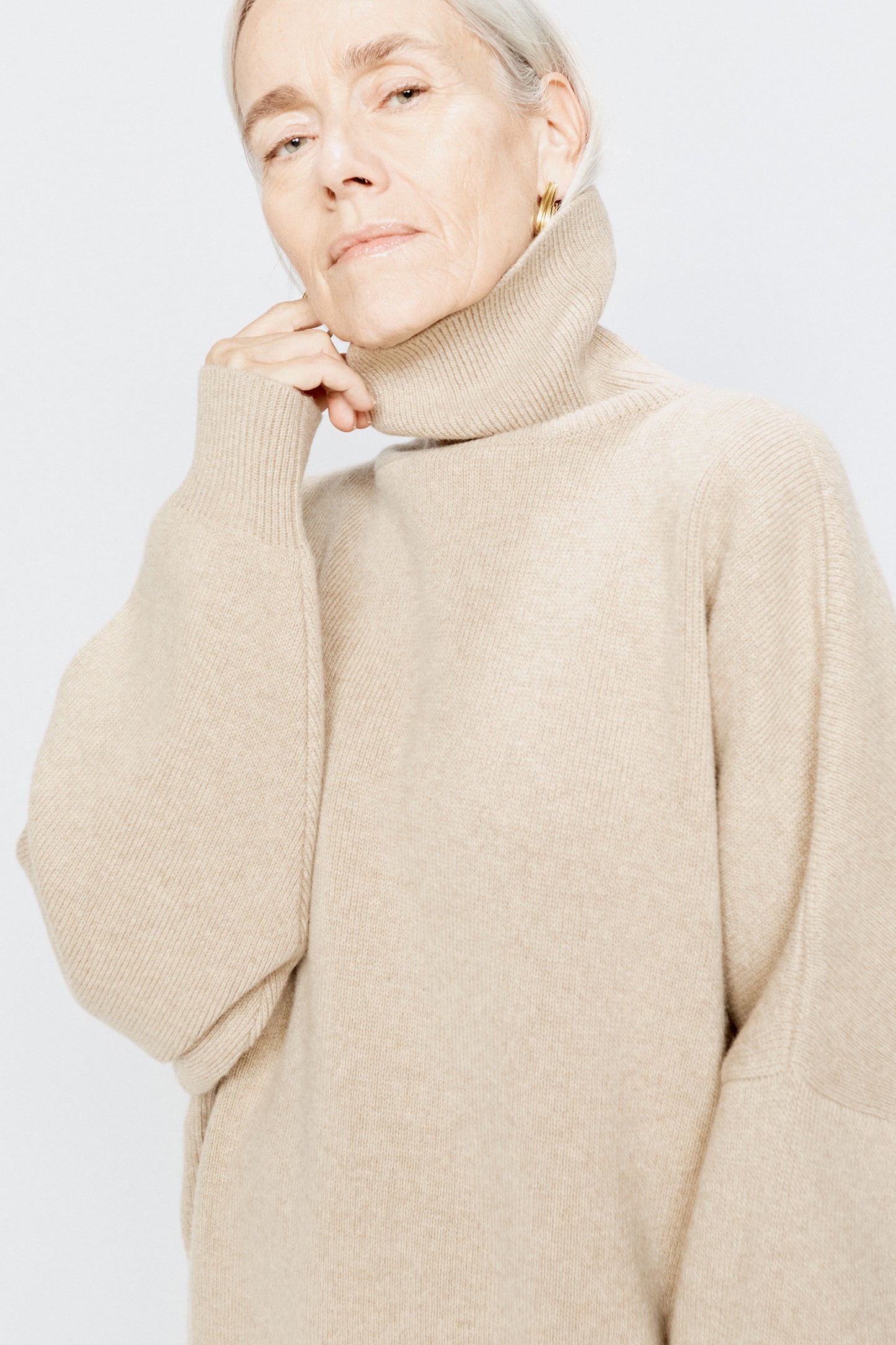 Roll Neck Wool Cocoon Jumper