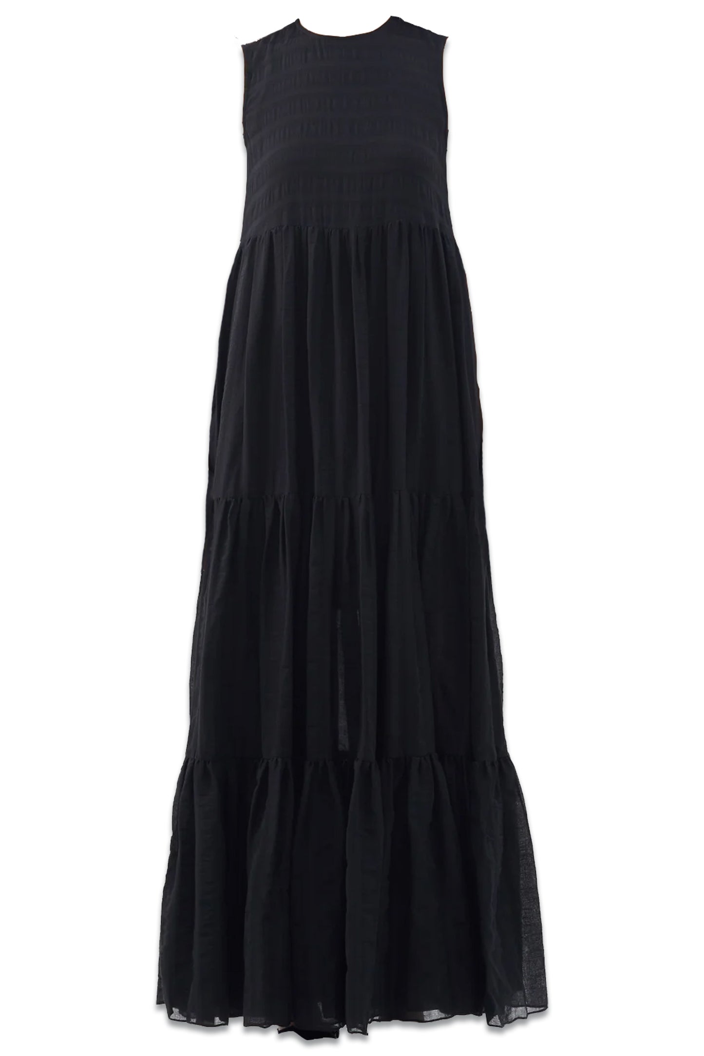 Sheer Mega-tiered Cotton Dress