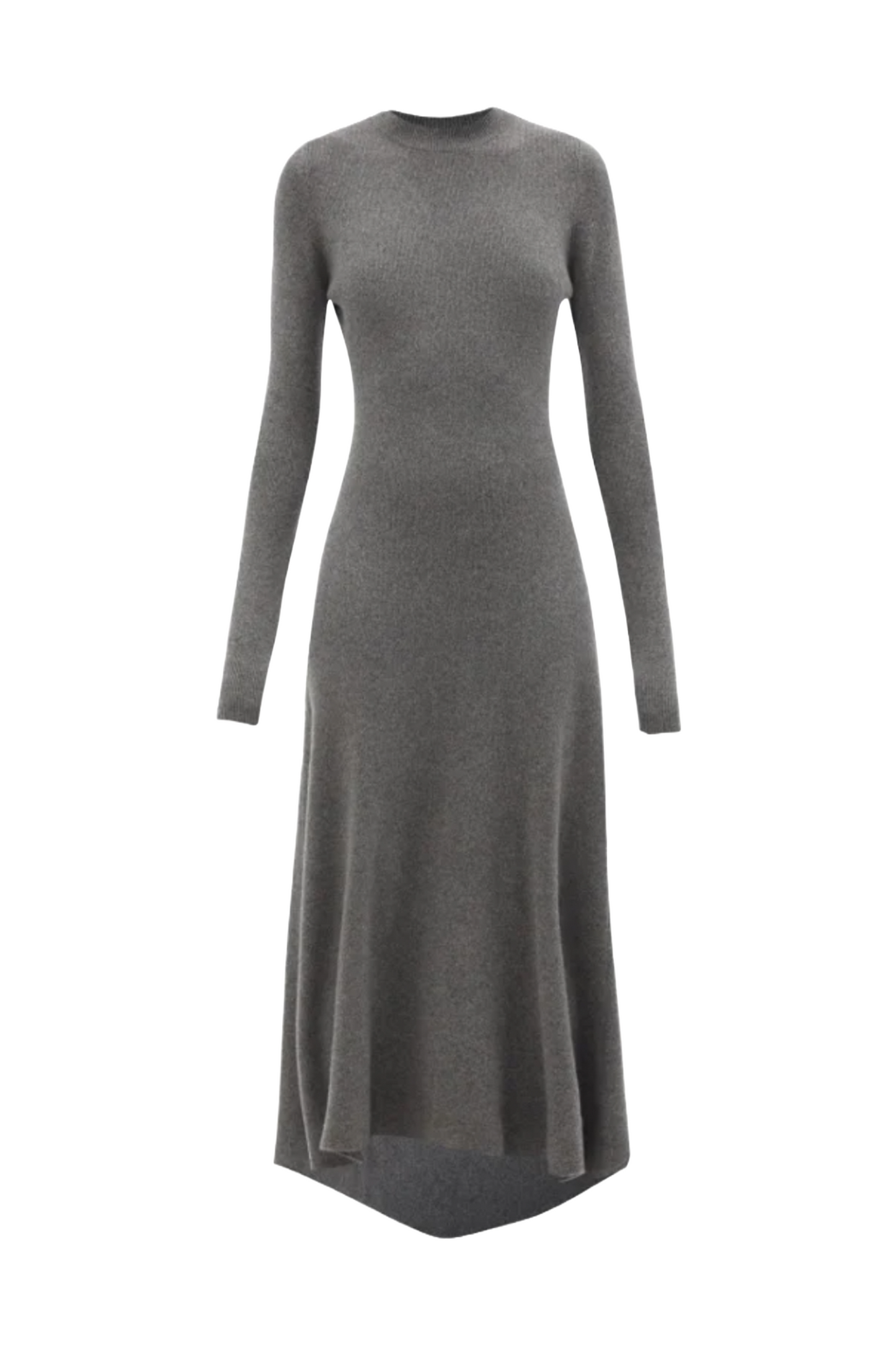 Cashmere-blend Grey Ribbed Fishtail Dress