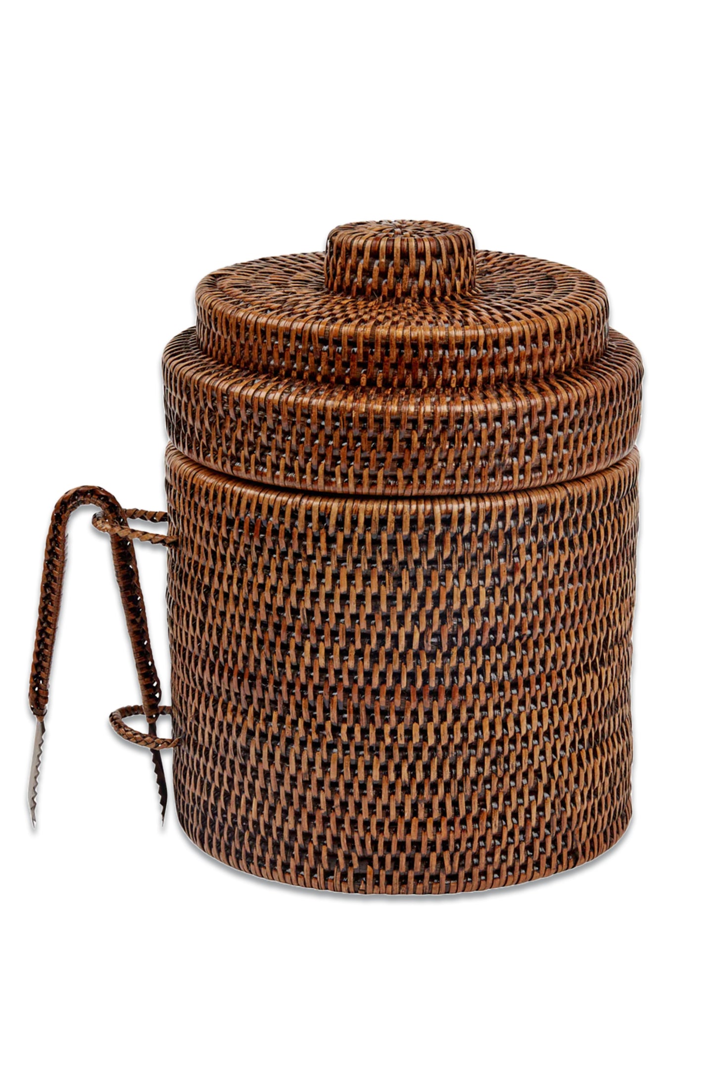 Rattan Ice Bucket With Tongs