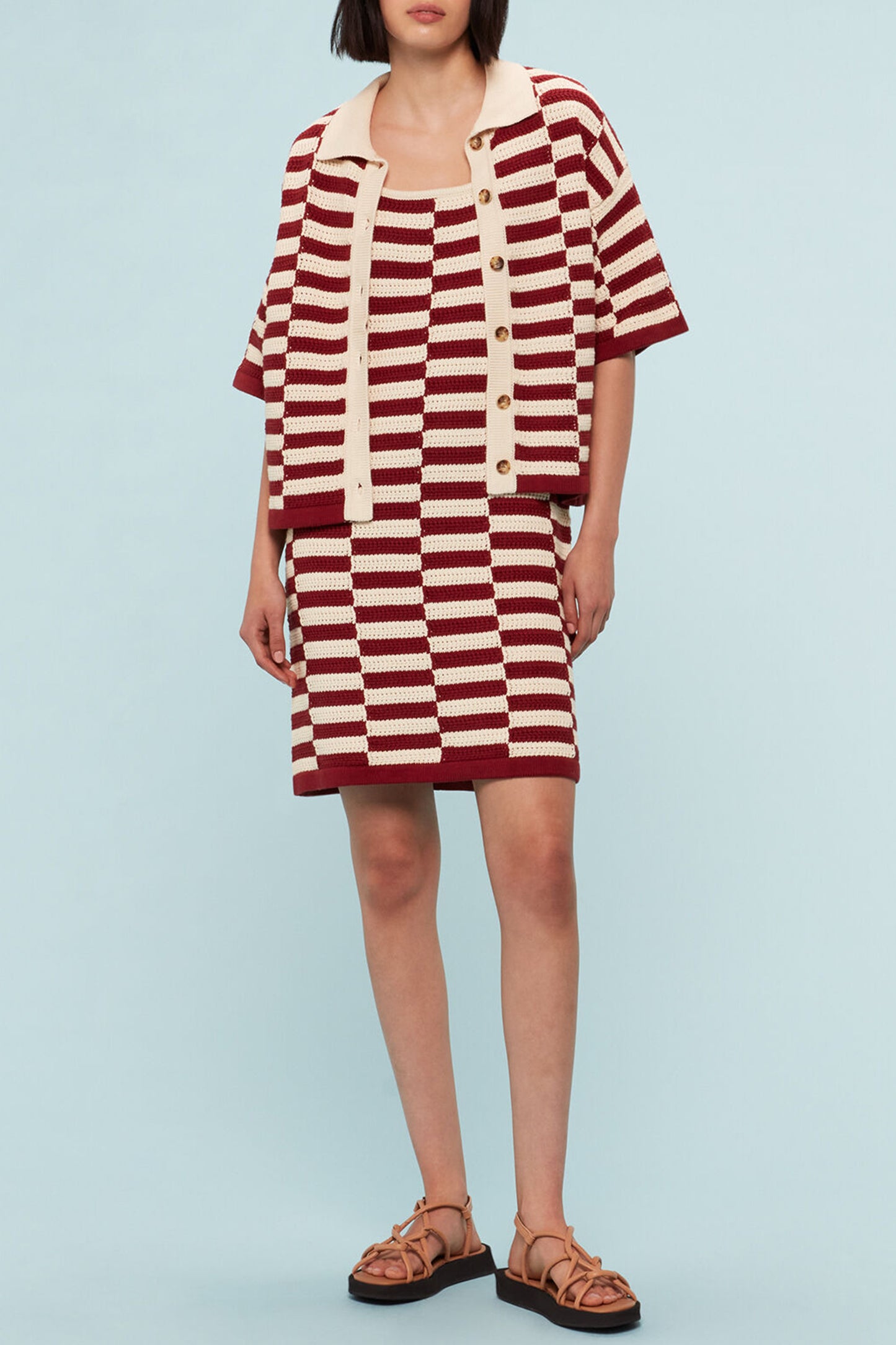 Crochet Stepped Stripe Dress