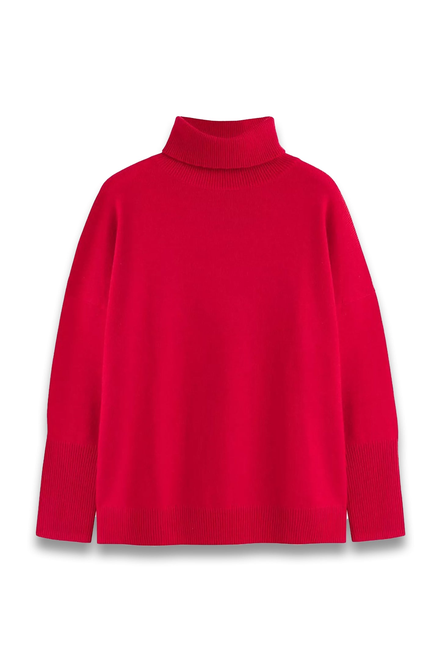 Cashmere Roll-Neck Jumper, Deep Crimson