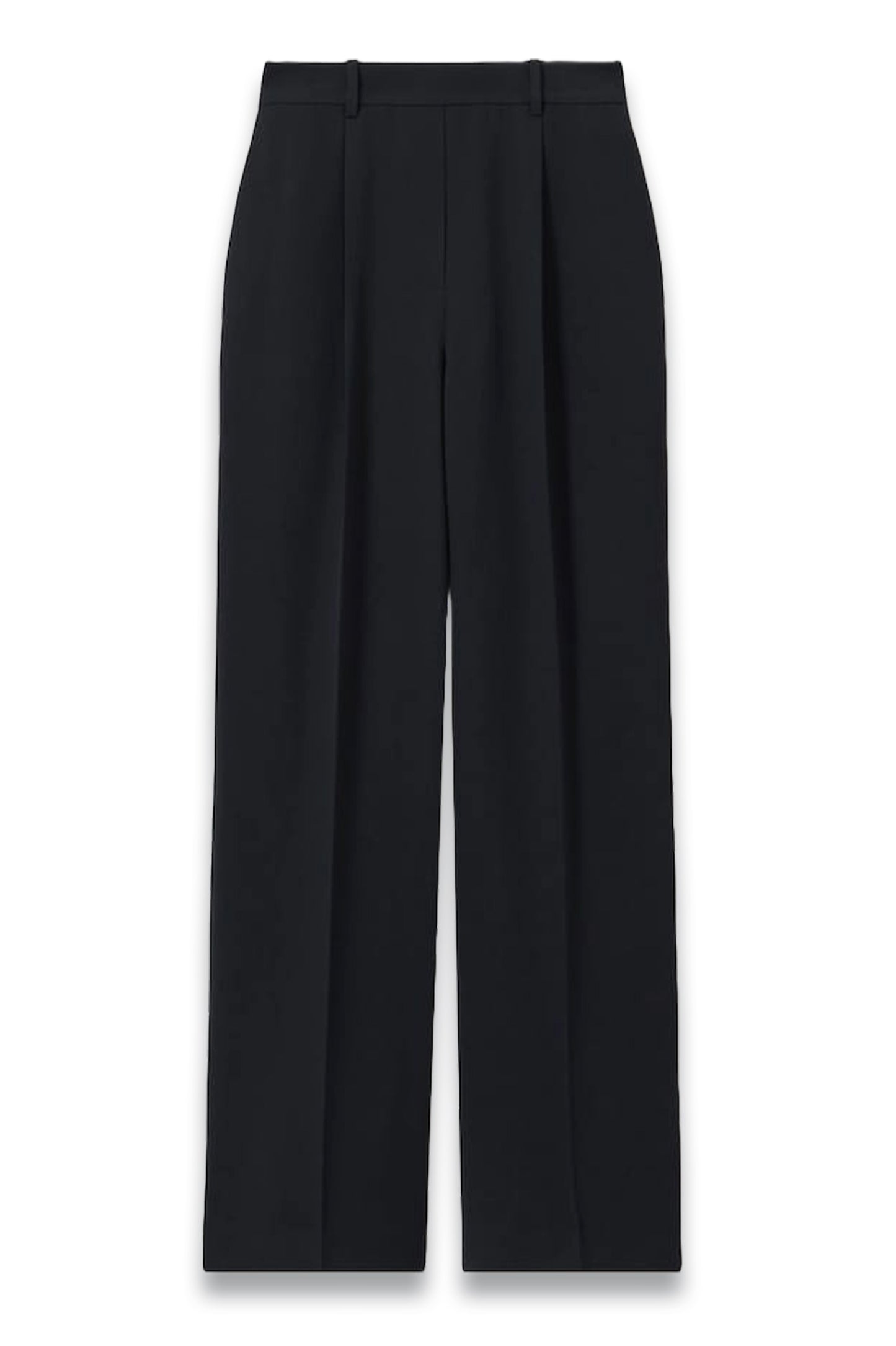 Eden Elasticated-Waist Wide-Leg Twill Trousers in Navy