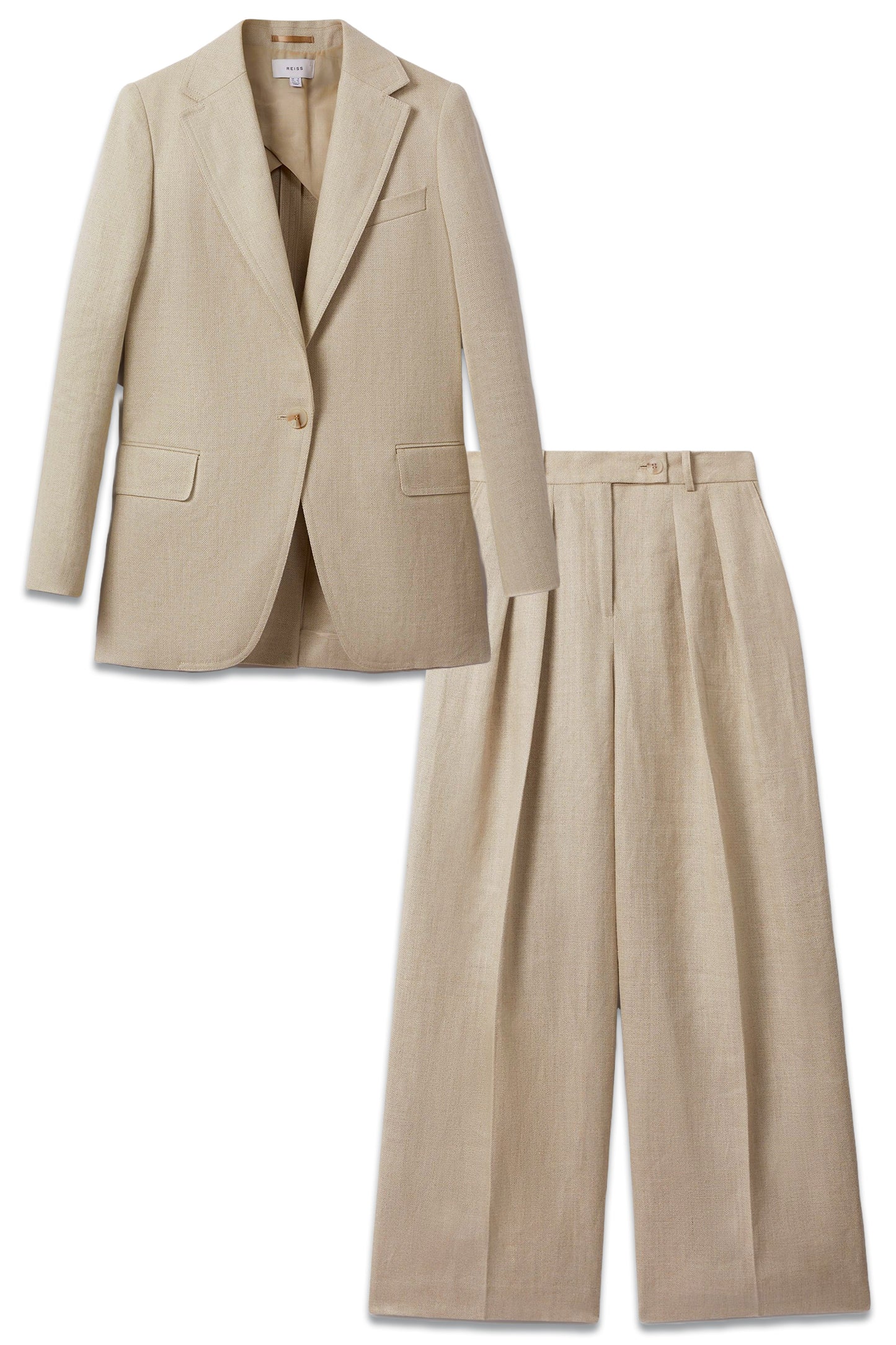 Cassie Linen Single Breasted Suit Blazer & Wide-leg Suit Trousers