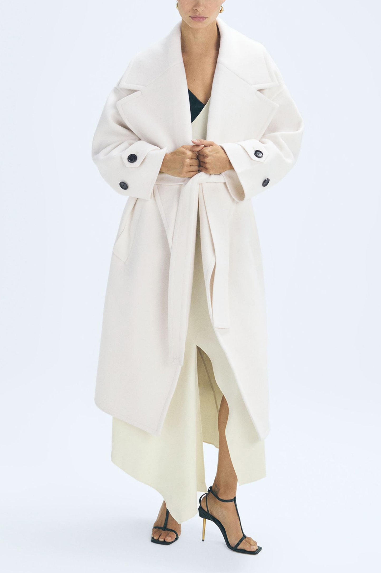 Helena Atelier Cashmere Blindseam Coat Cream