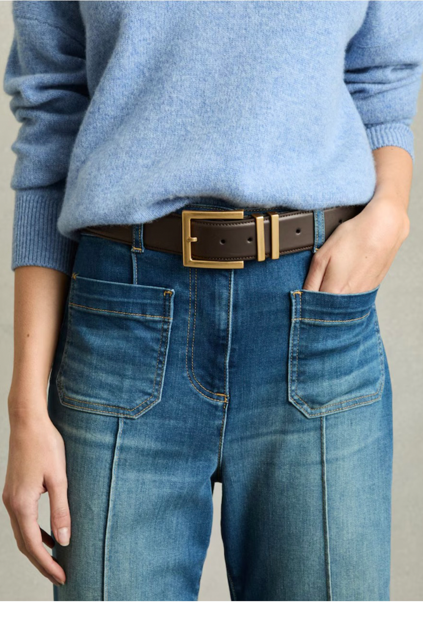 Brompton Leather Square Buckle Belt In Chocolate