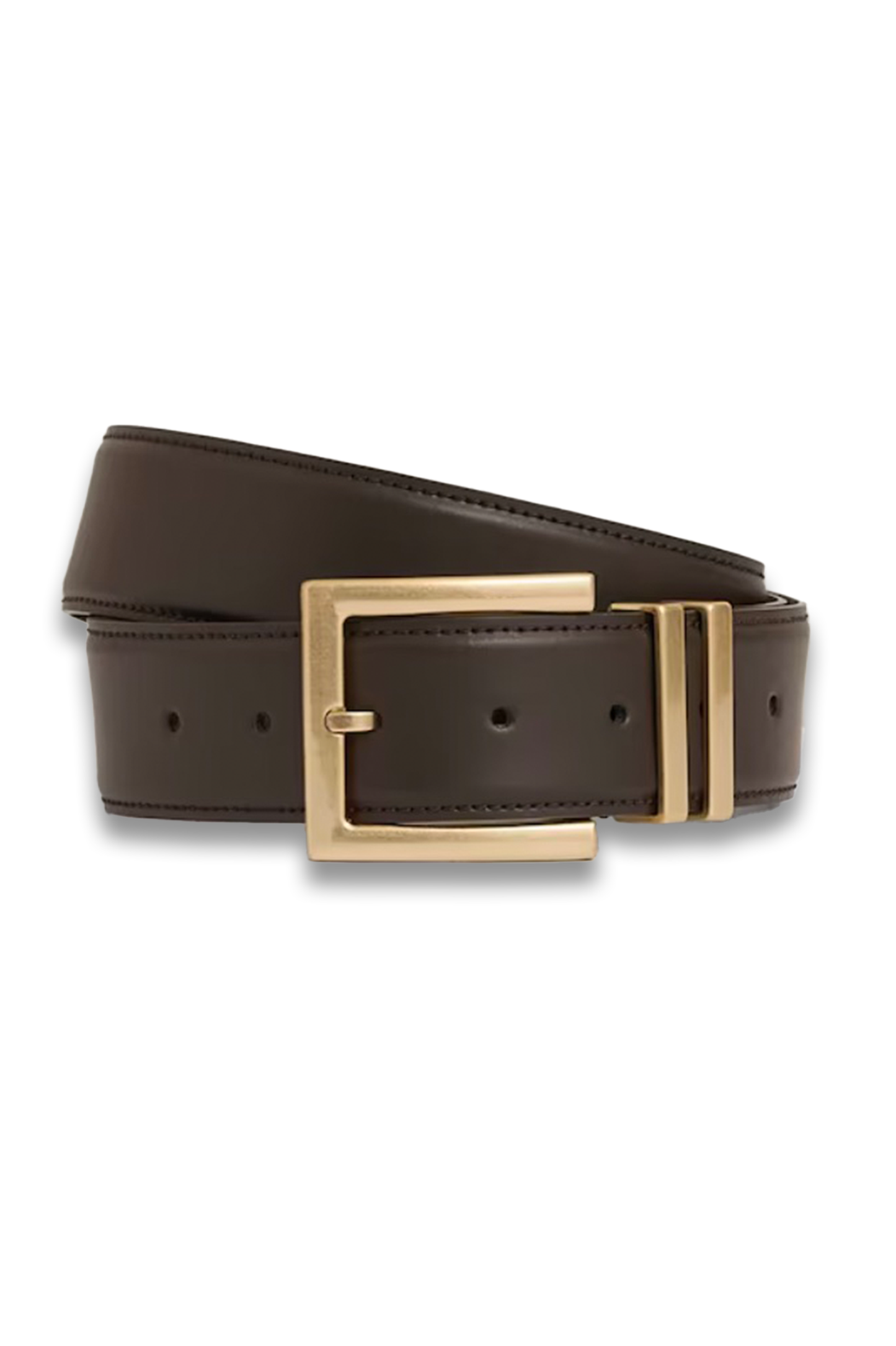 Brompton Leather Square Buckle Belt In Chocolate