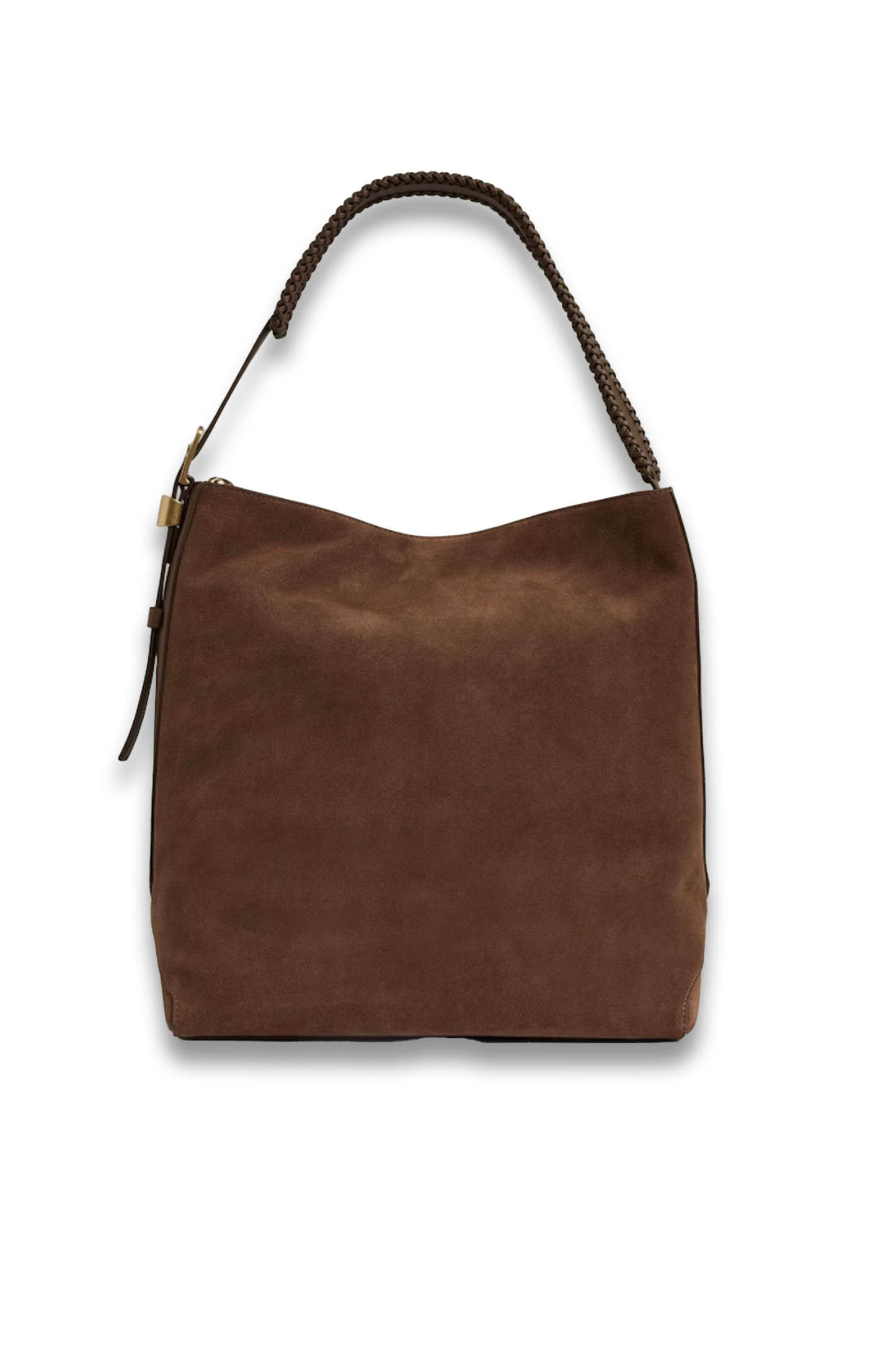Suede Leather Braided-Strap Tote Bag In Rust