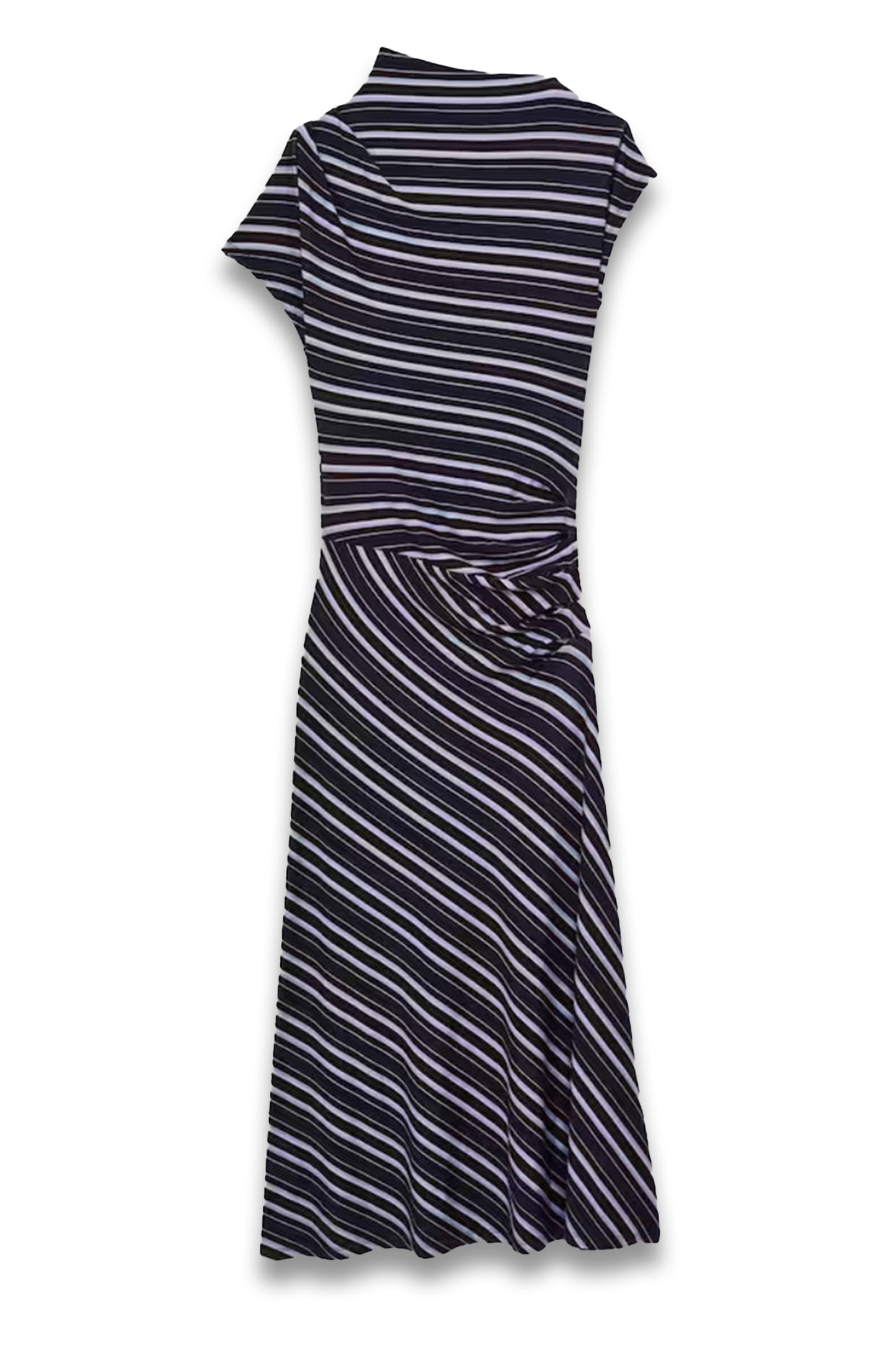 Stripe-Print Draped Midi Dress In Blue