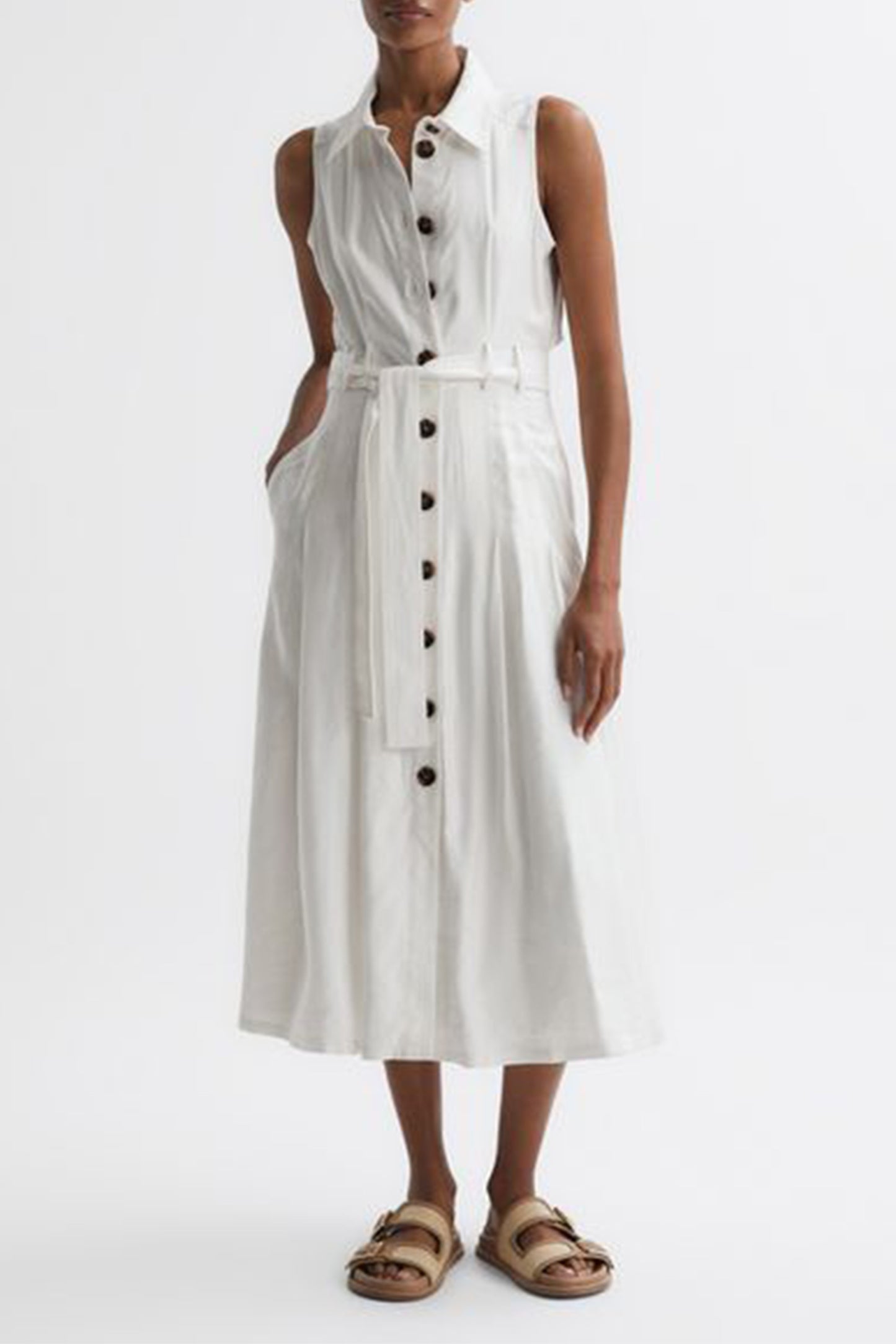 Milena Button Front Midi Dress