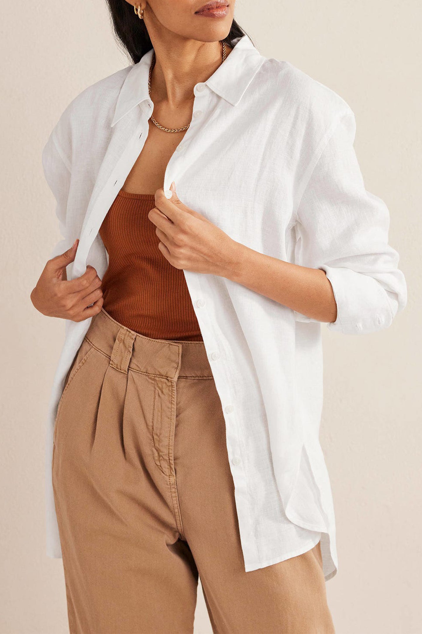 Relaxed Linen Shirt White