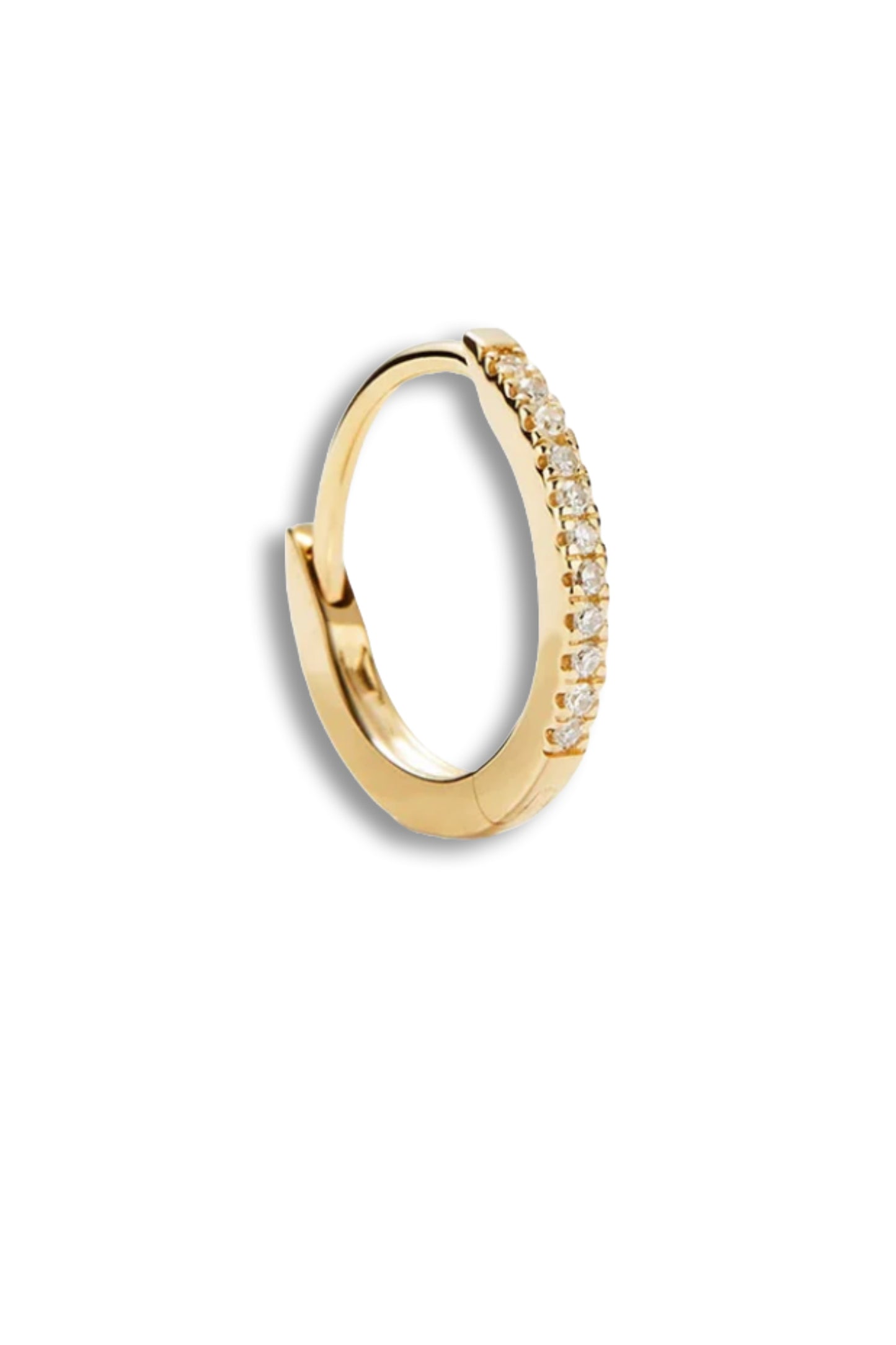 Single Pavé Diamond Huggie Hoop
