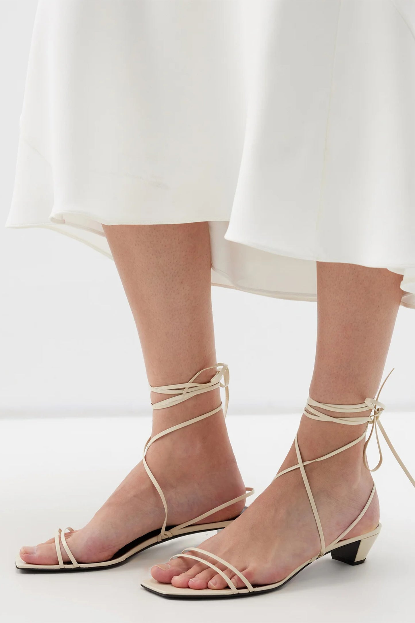 Lace-up 50 Leather Kitten-heel Sandals