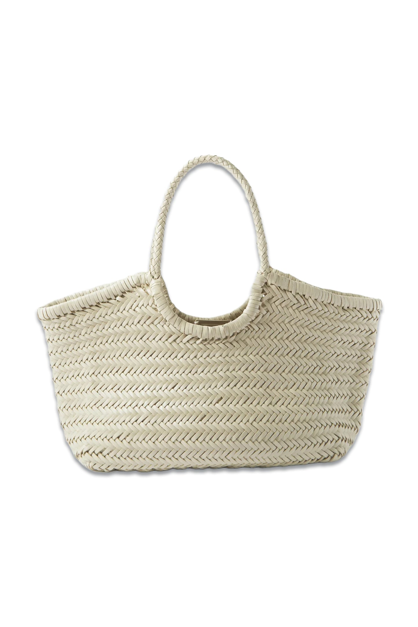Nantucket Large Woven-leather Basket Bag Ivory