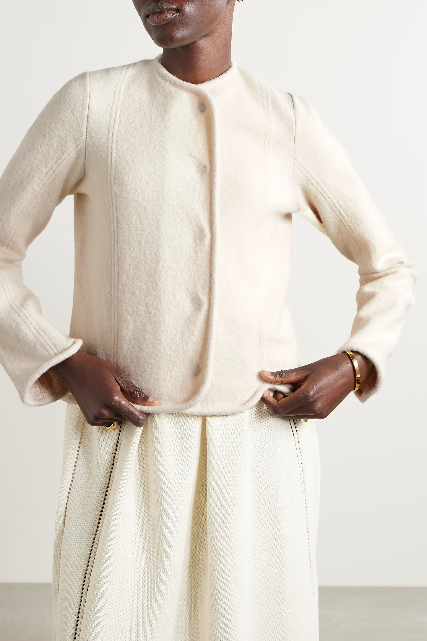 Scalloped Cotton And Wool-blend Jacket