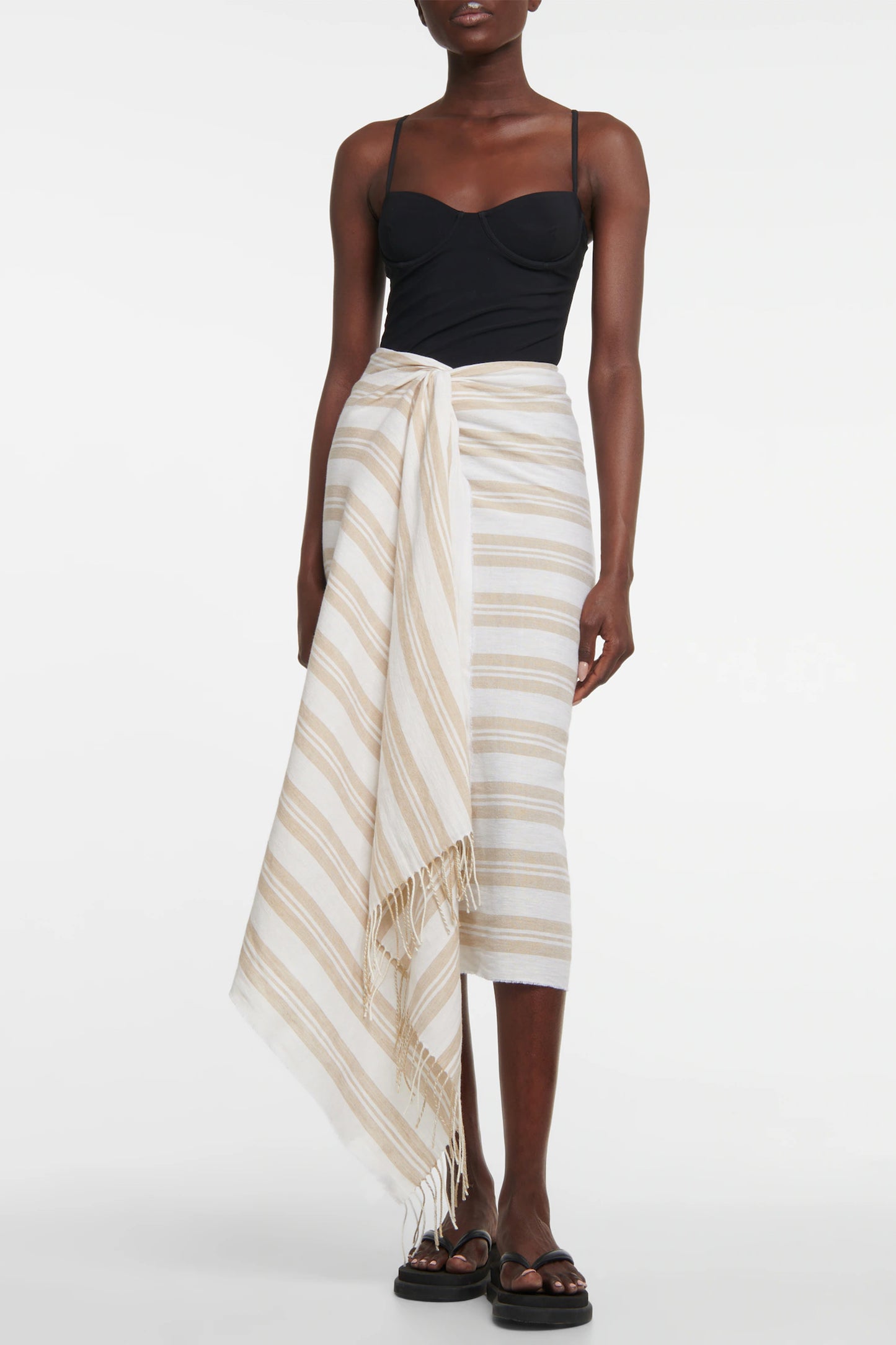 Striped Linen and Cotton Beach Cover-up