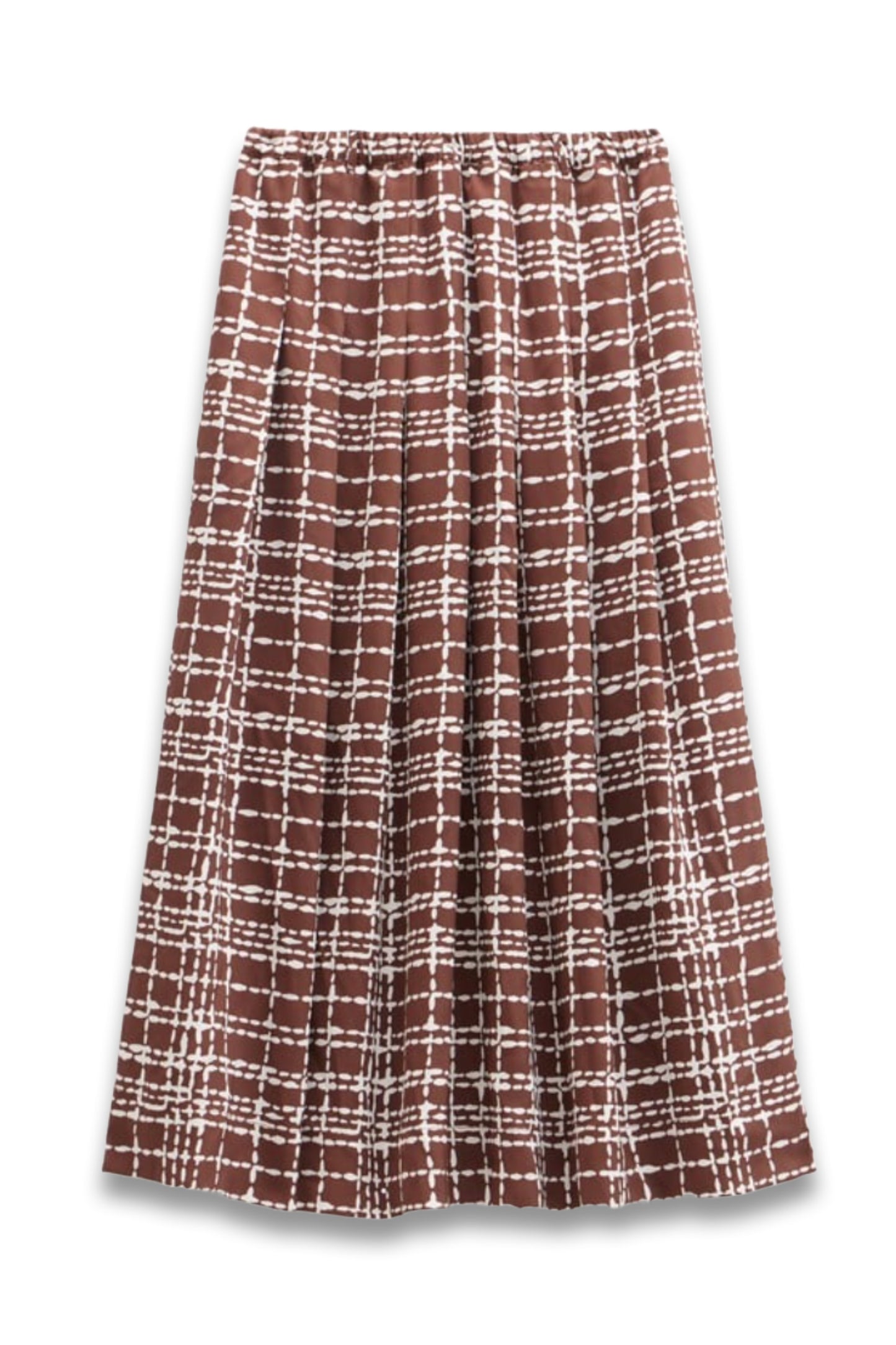 Satin Twill Pleated Midi Skirt