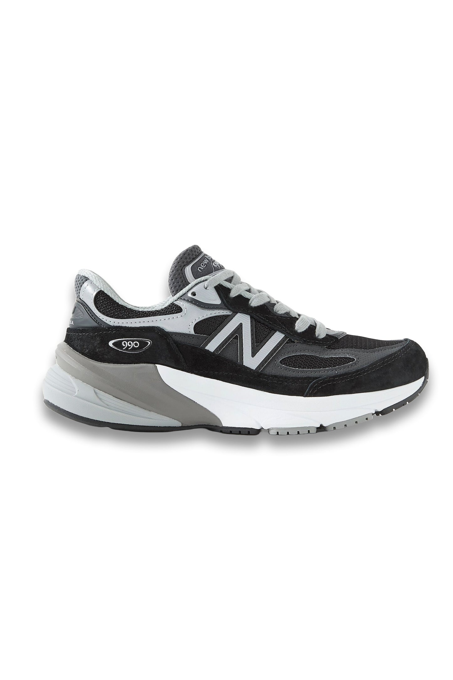 Made in USA 990v6 Leather-Trimmed Mesh and Suede Sneakers