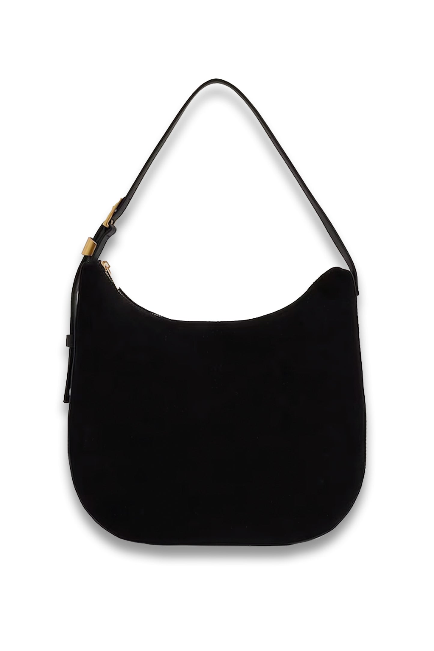 Leather and Suede Shoulder Bag in Black