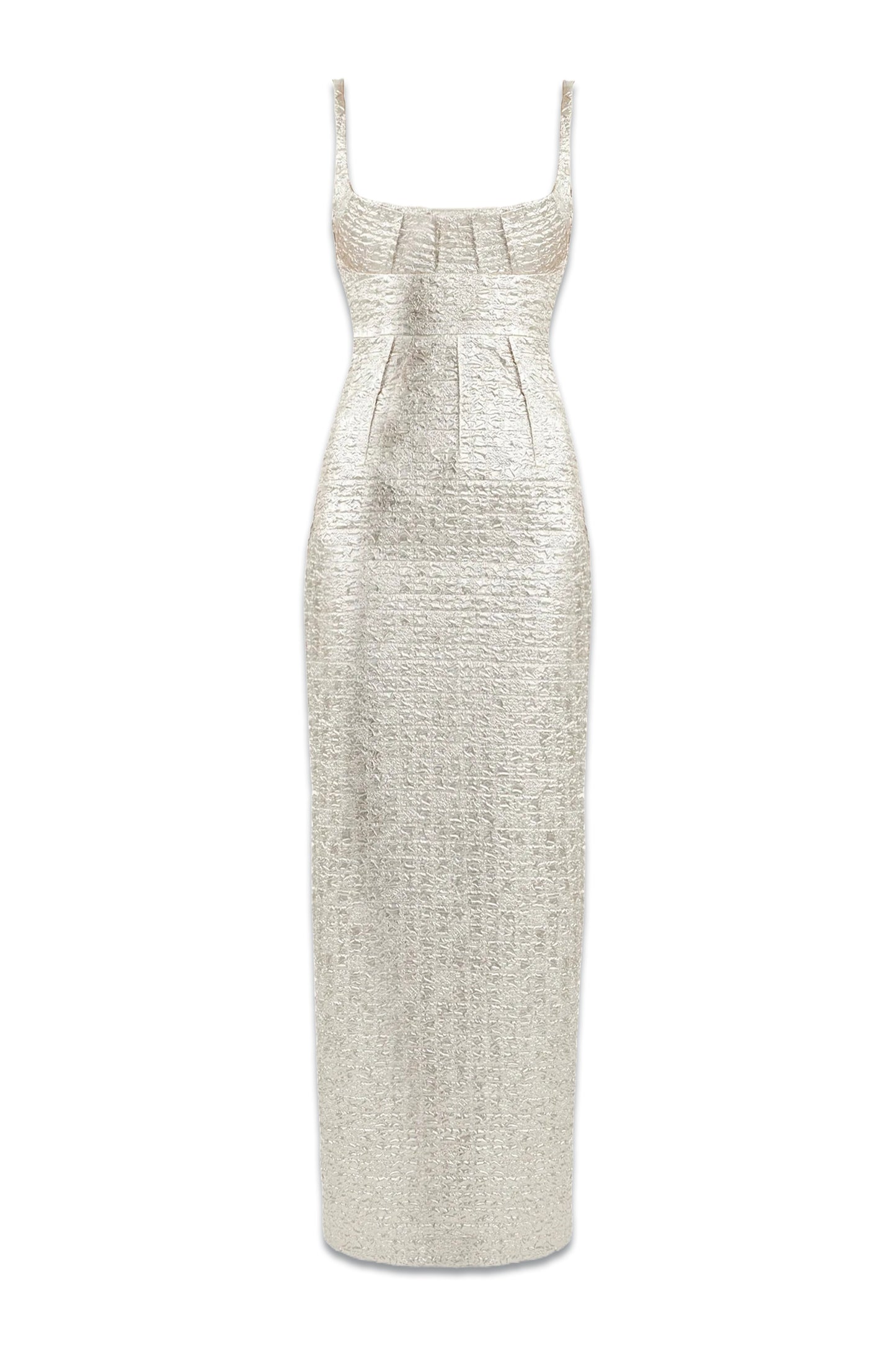 Sharon Dress In Champagne Metallic Seersucker