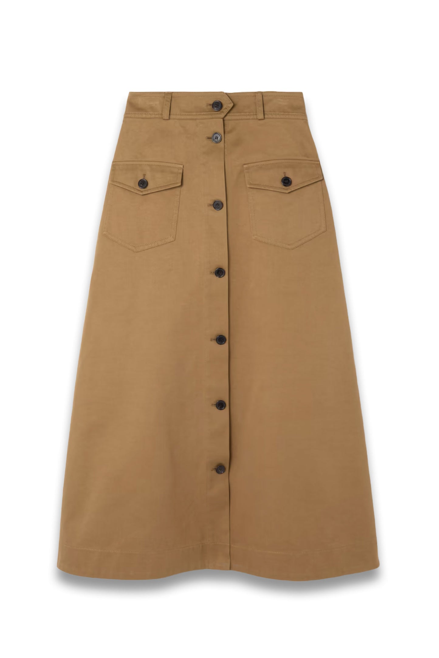 Cotton-twill midi skirt