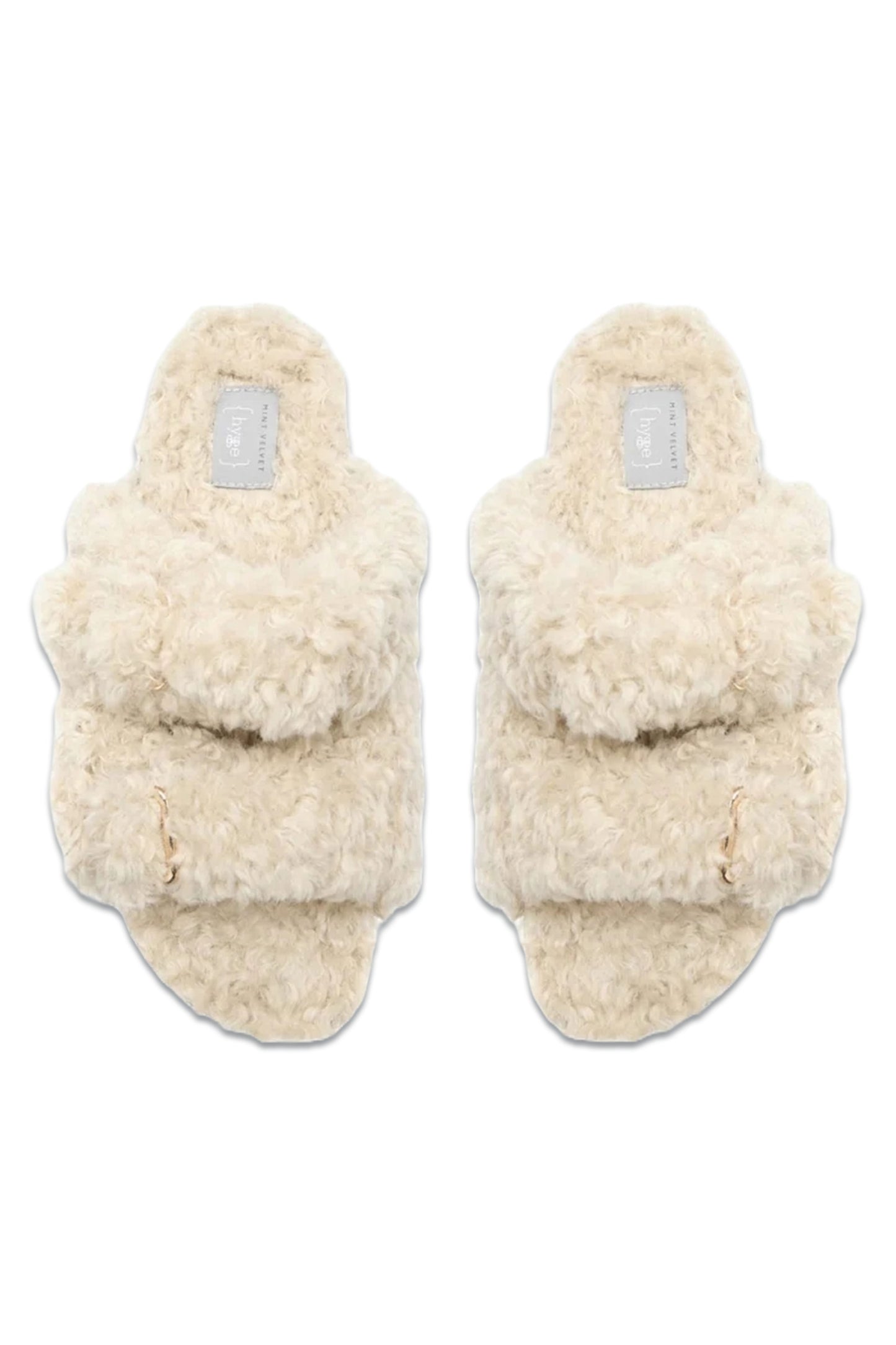 Cream Borg Strappy Sliders