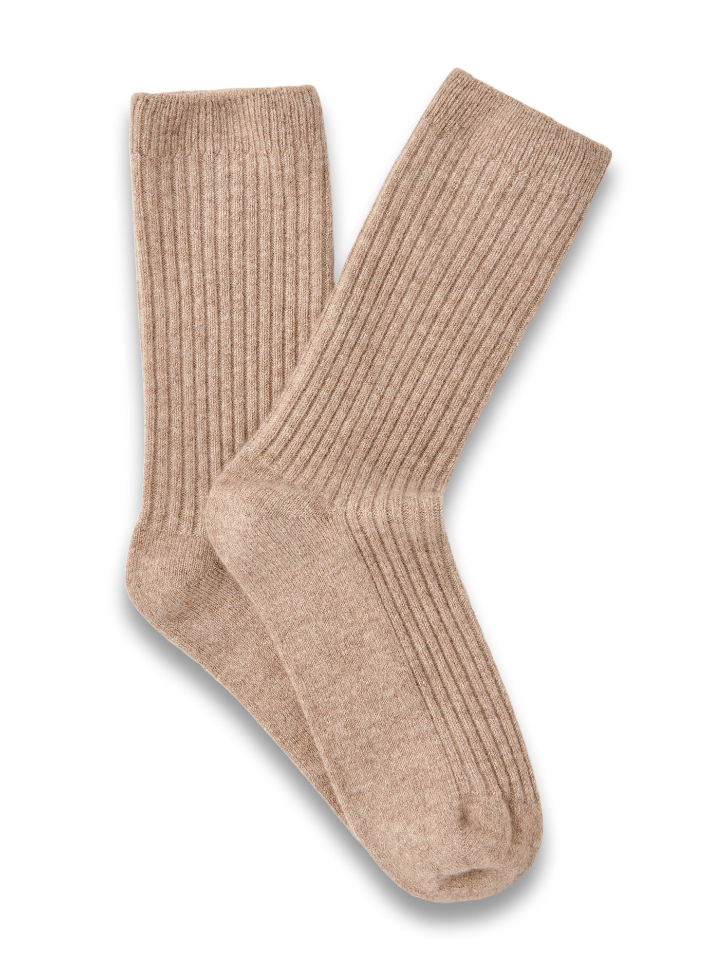 Neutral Cashmere Ribbed Socks