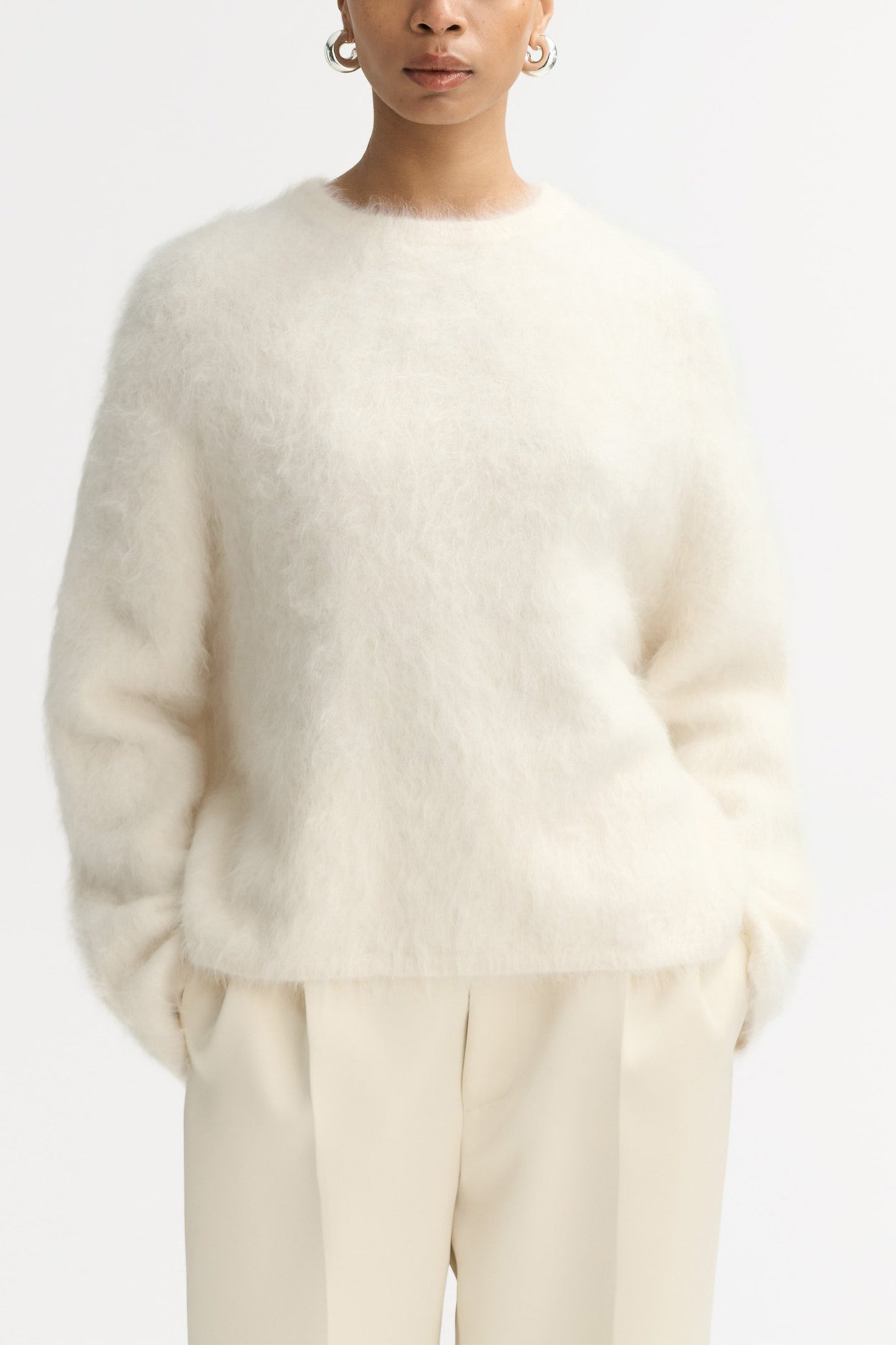 Brushed Alpaca Blend Crewneck Sweater