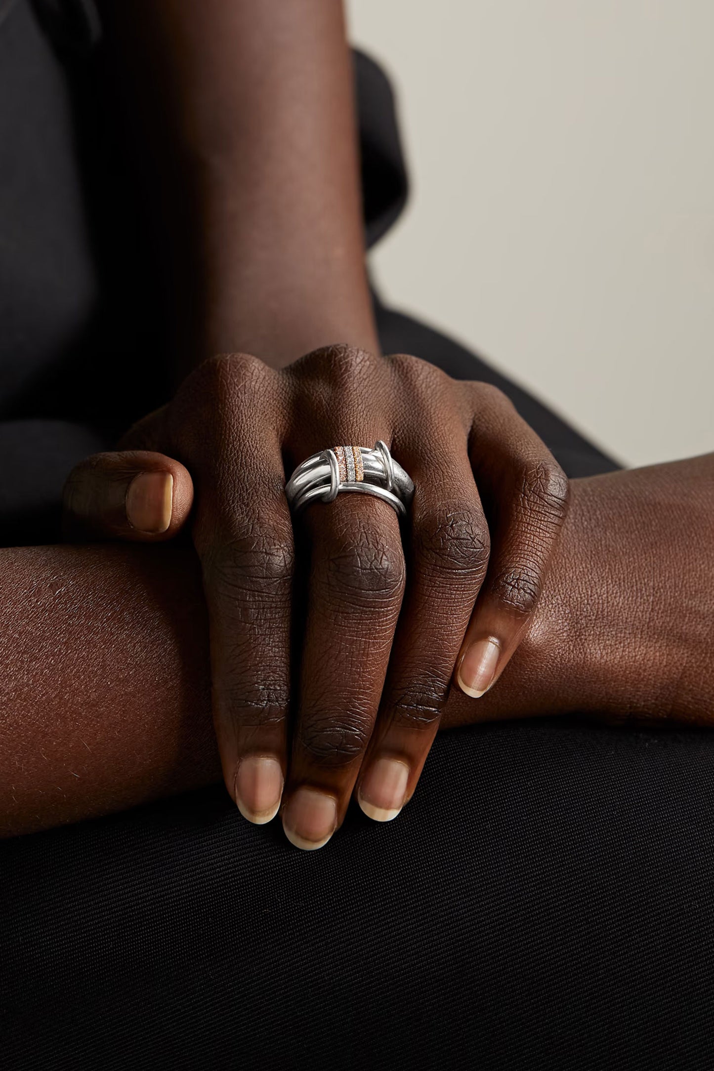 Gemini Set Of Three 18-karat White, Yellow And Rose Gold Diamond Rings