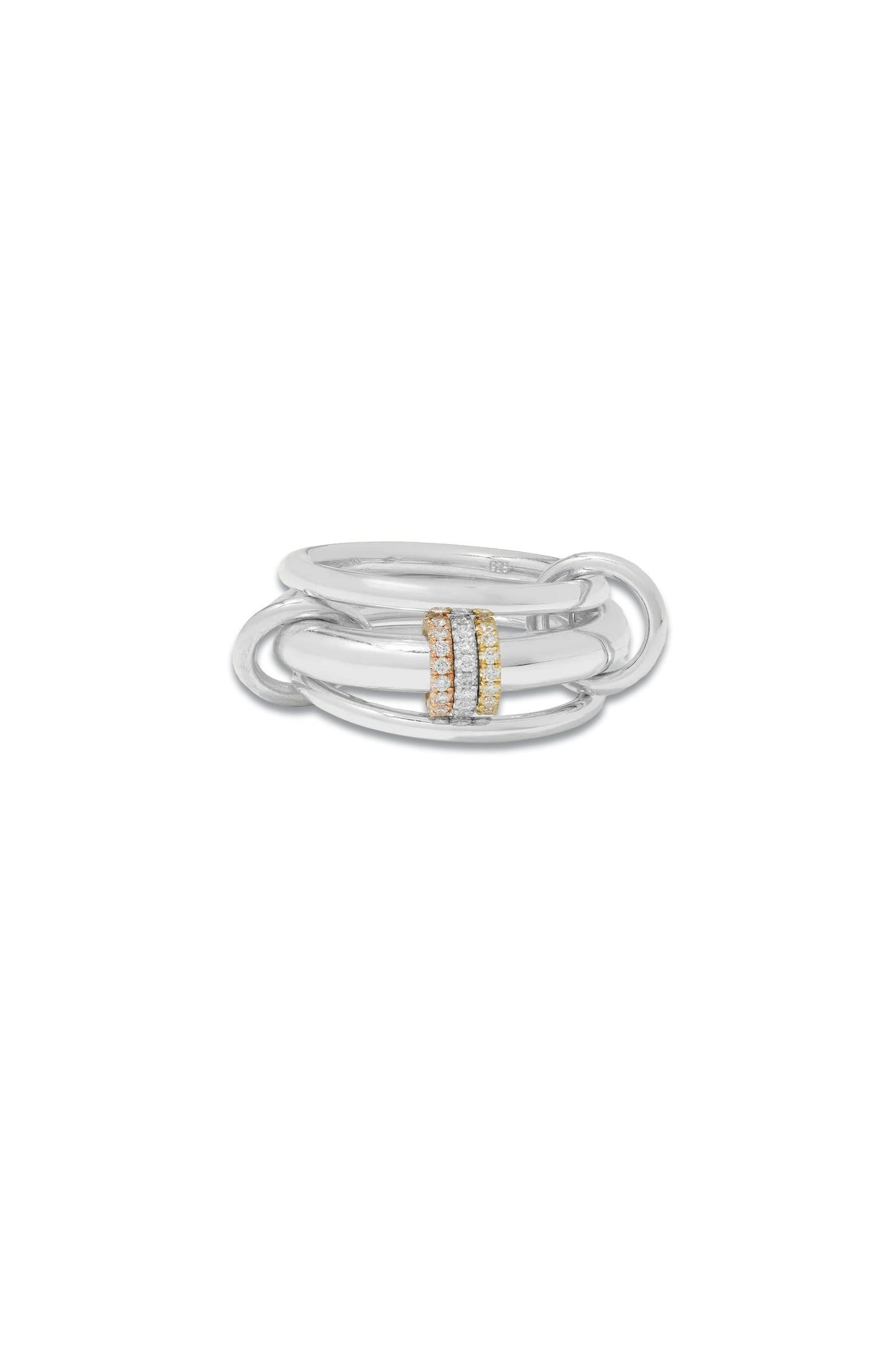 Gemini Set Of Three 18-karat White, Yellow And Rose Gold Diamond Rings