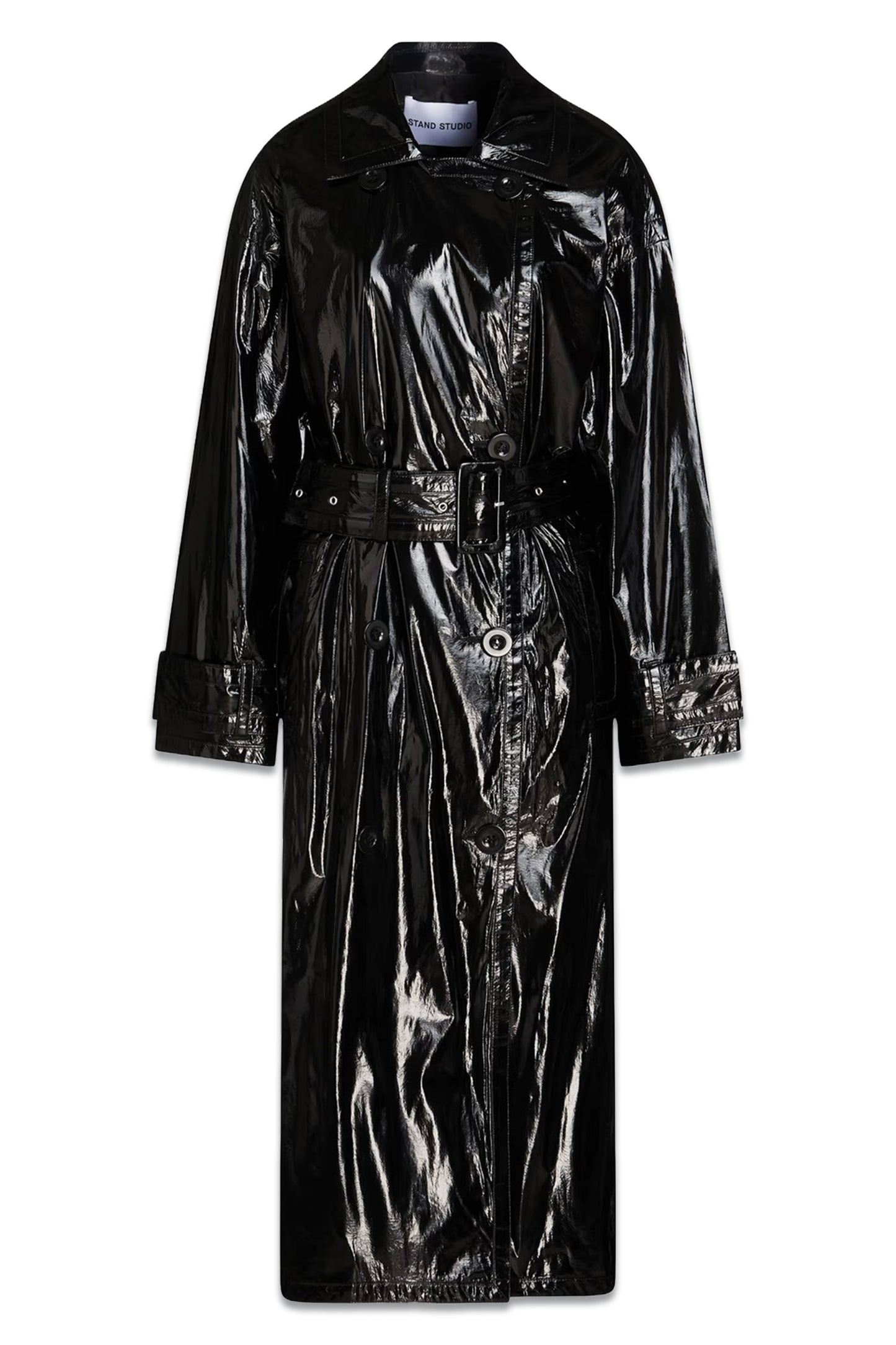 Katharina Faux Patent-leather Trench Coat