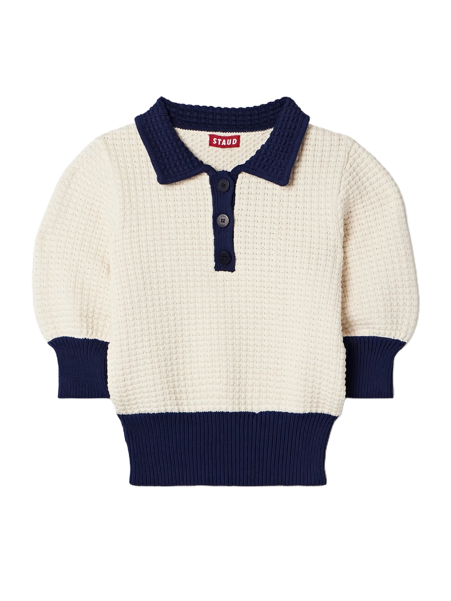 Altea Two-tone Waffle-knit Cotton-blend Polo Shirt