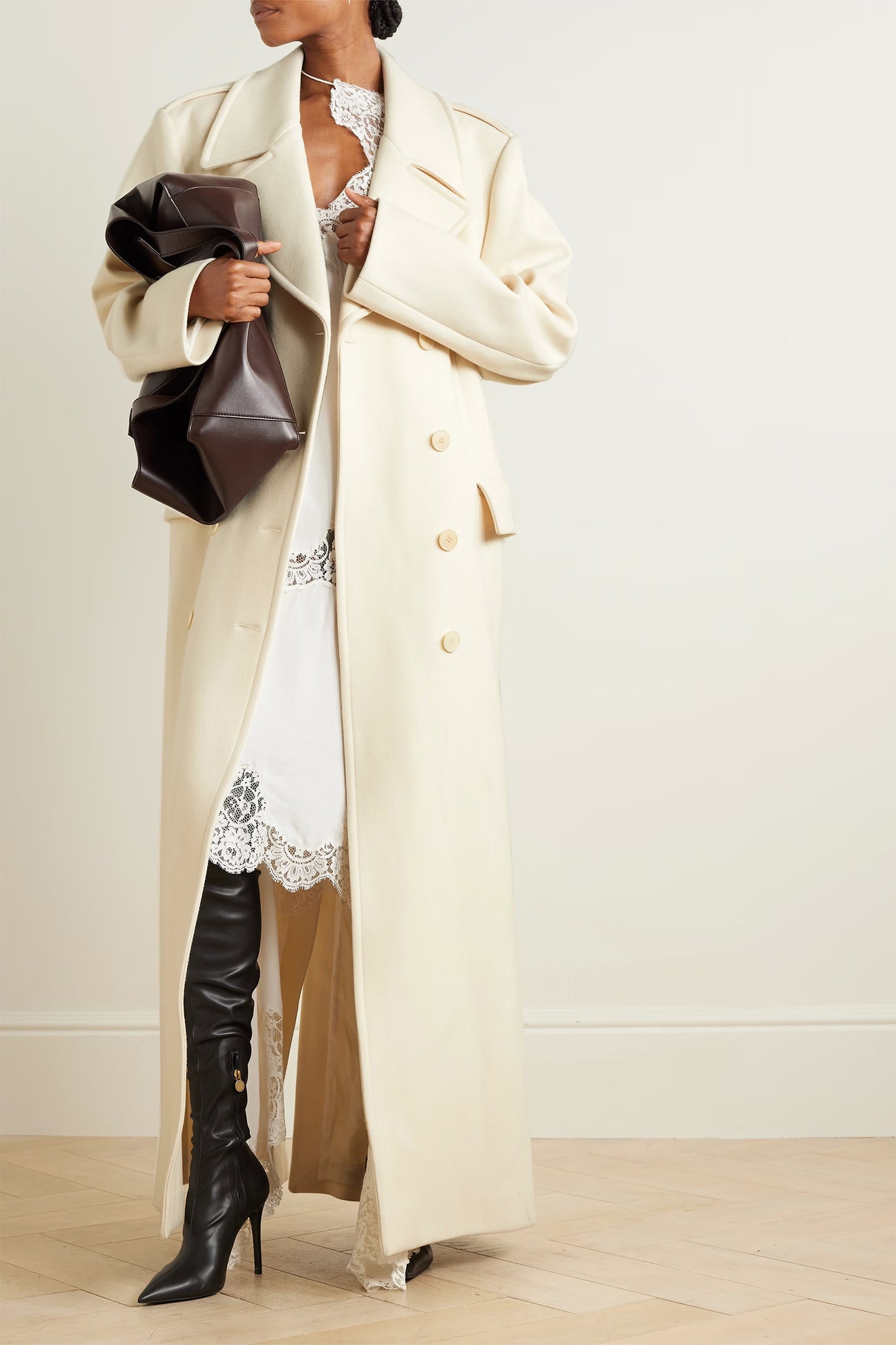 + NET SUSTAIN Oversized Double-breasted Wool Coat