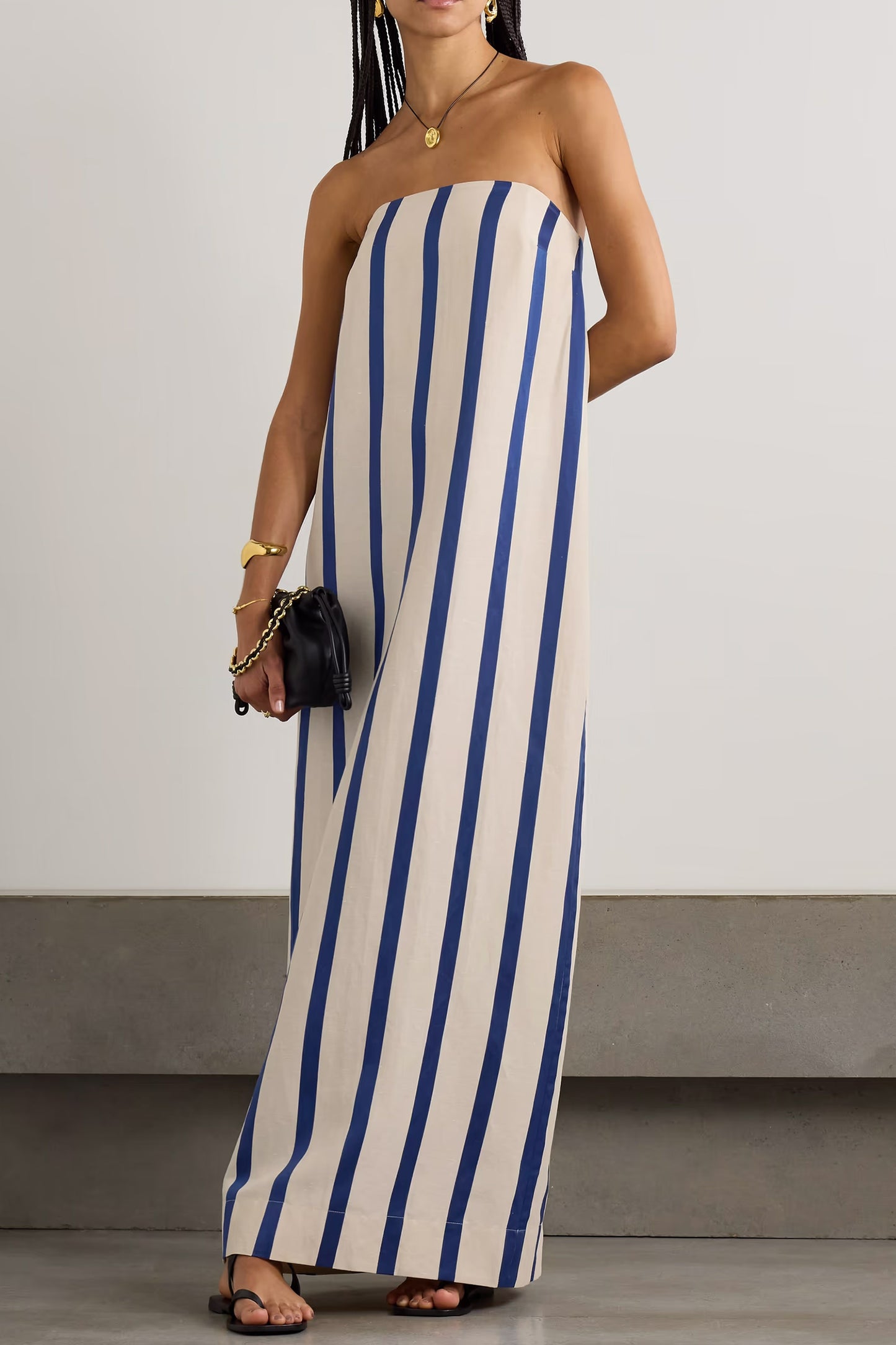 Maine Strapless Striped Maxi Dress