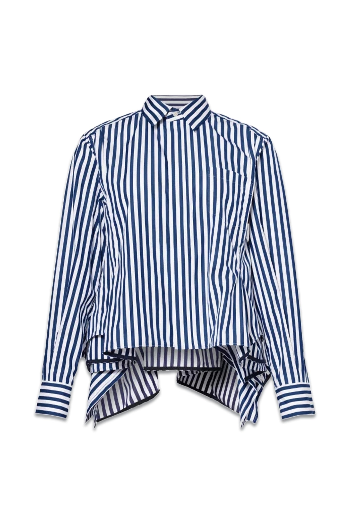 Godet-insert Striped Cotton-poplin Shirt