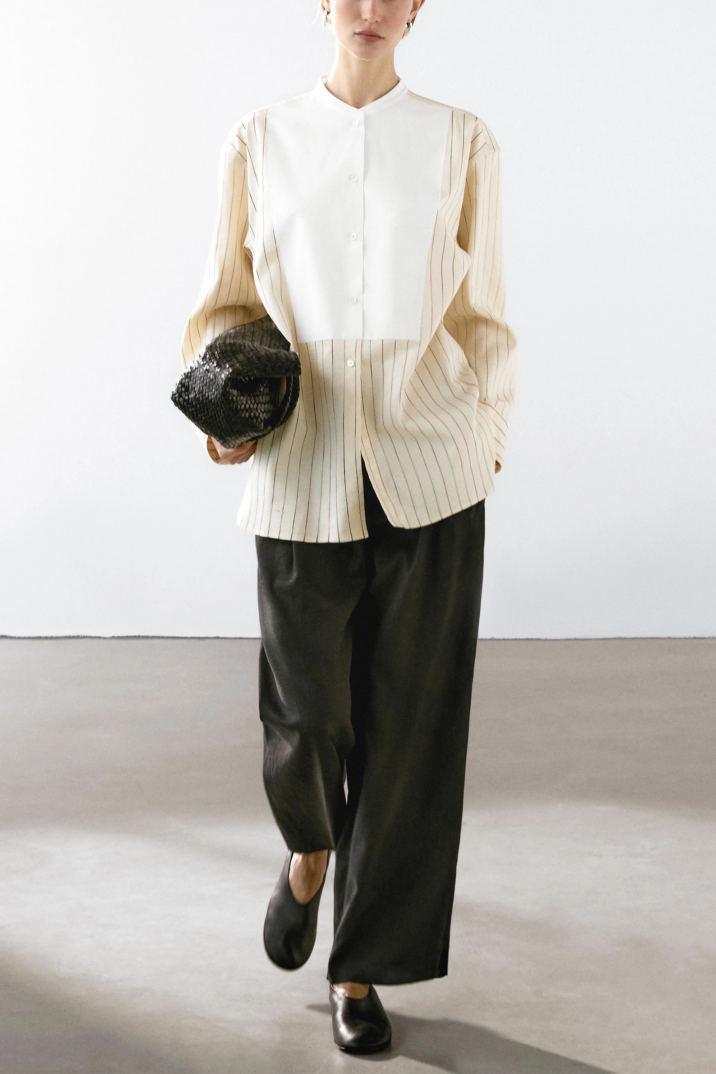 Cotton Blend Striped Chest Shirt