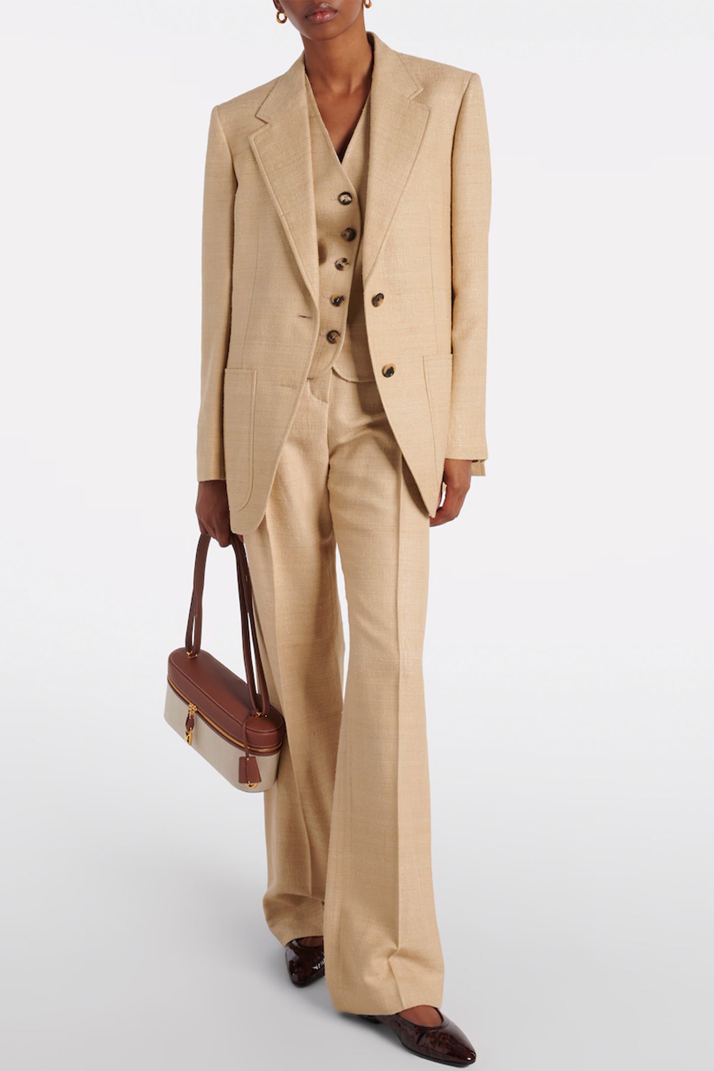 Rob silk vest & Edward Silk Wide-leg Pants