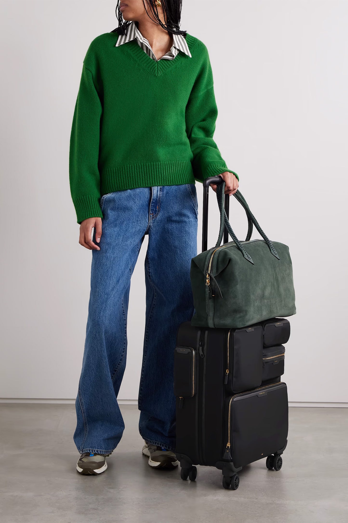 Shorthaul Trolley leather-trimmed ECONYL® suitcase