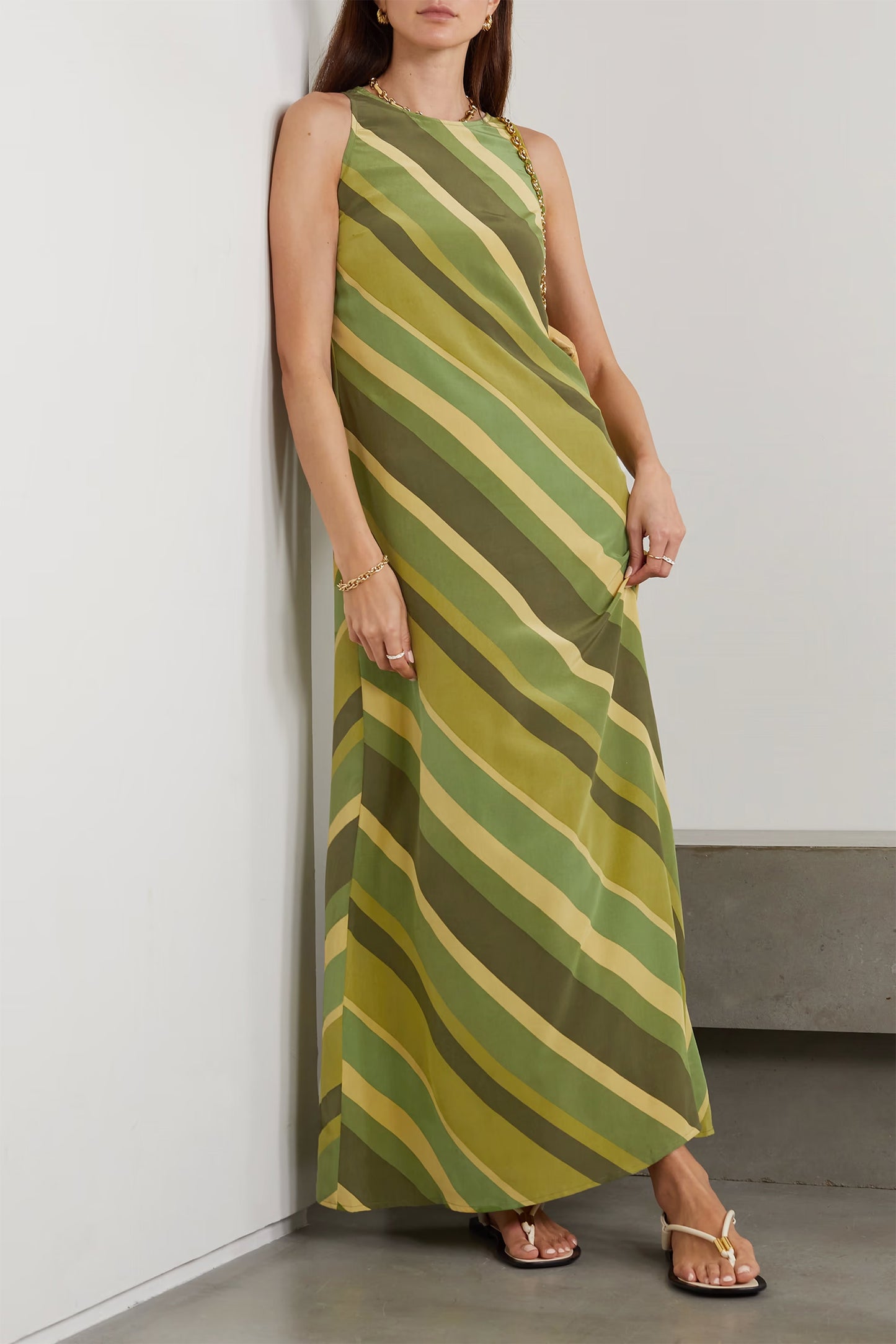 + Monikh Esposende Striped Silk-Crepe Maxi Dress