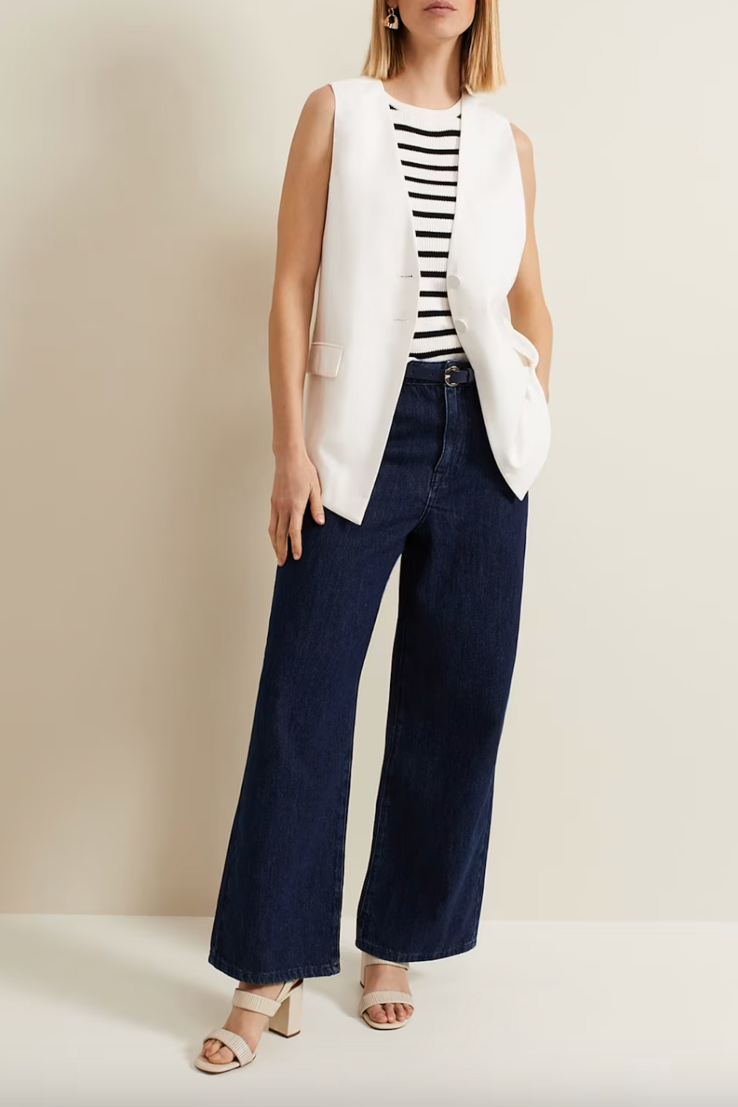Inara White Longline Waistcoat