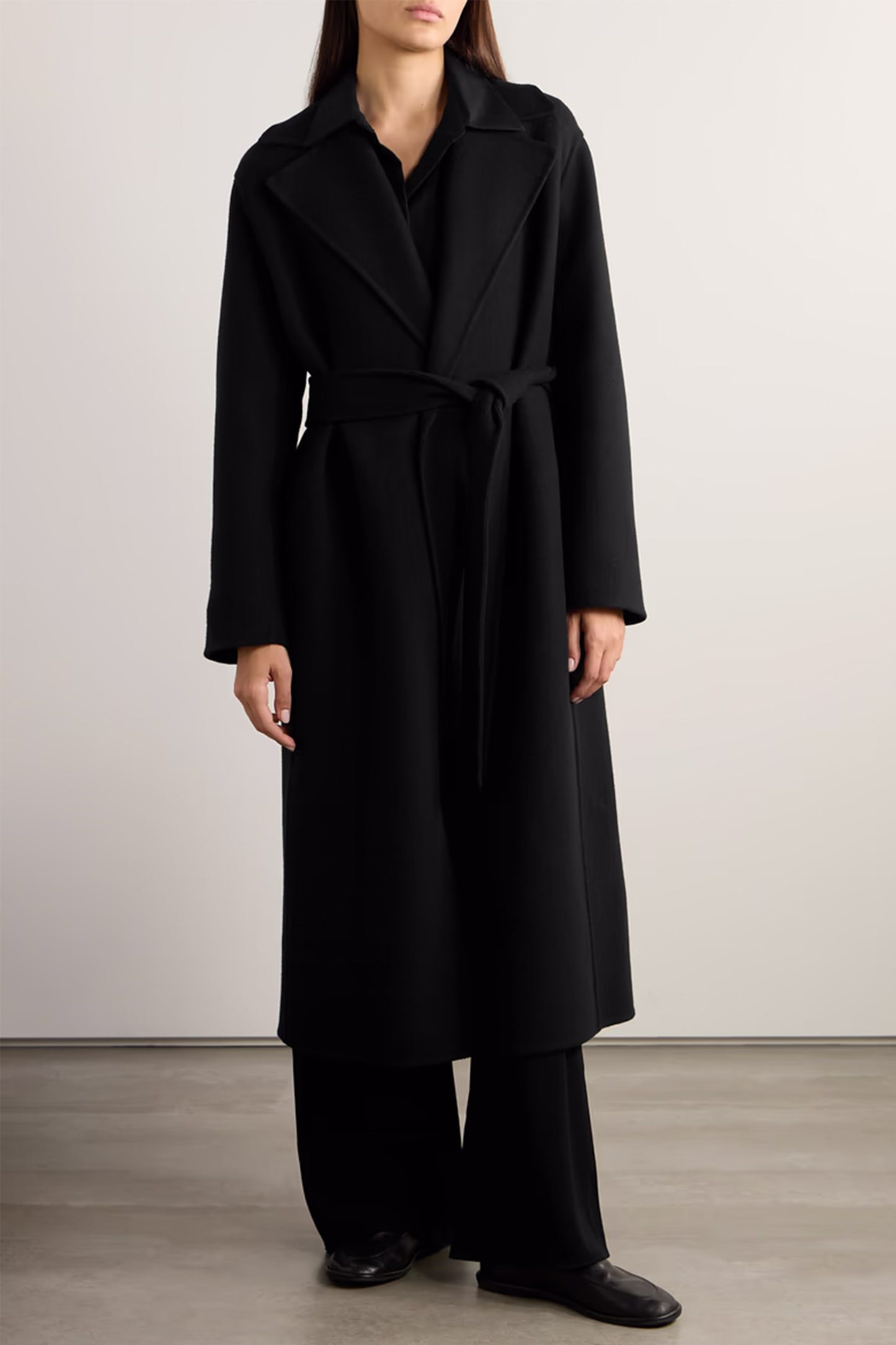 Essentials Malika Belted Wool-Blend Felt Coat