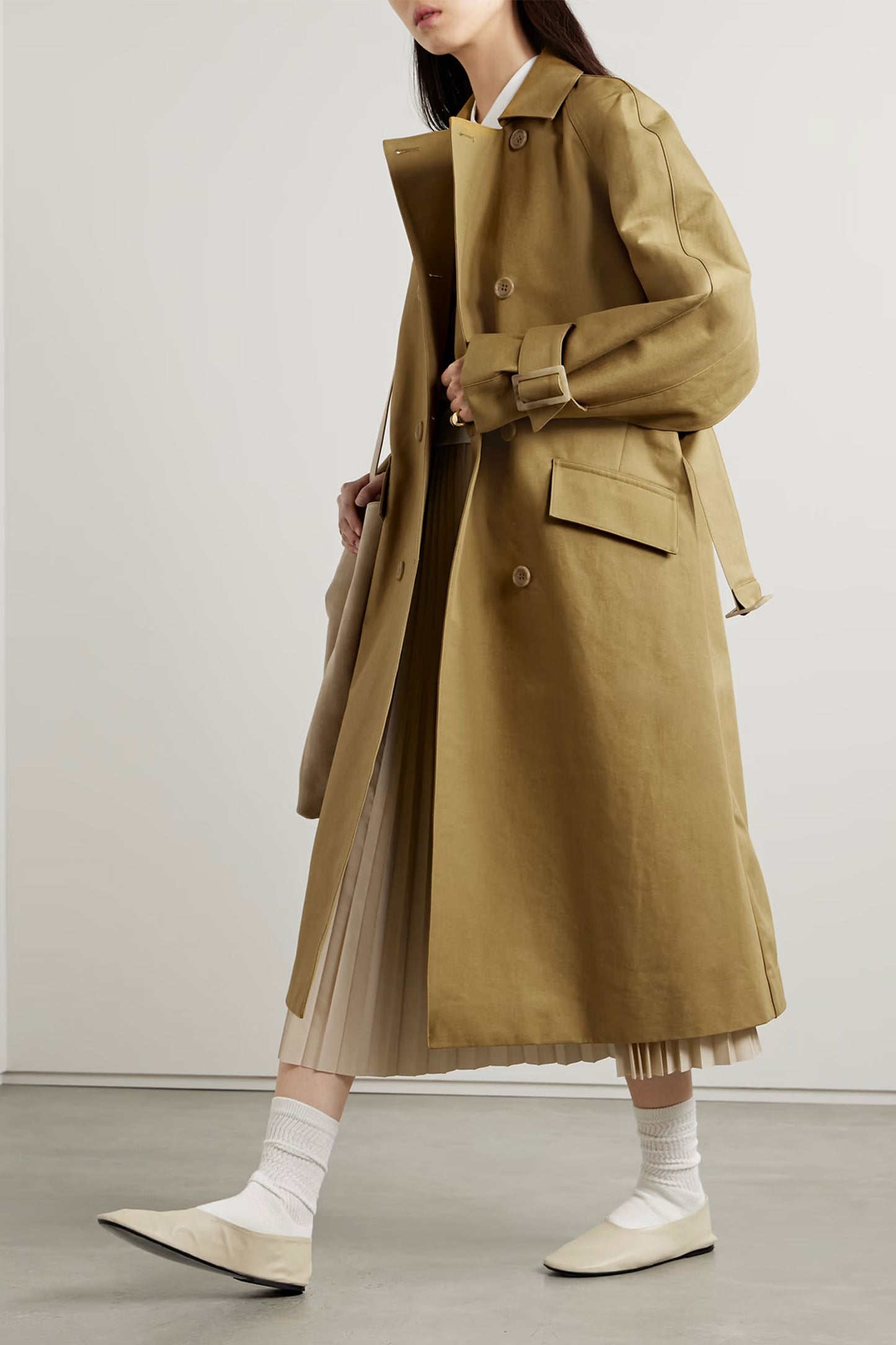Belted Double-breasted Cotton-gabardine Trench Coat