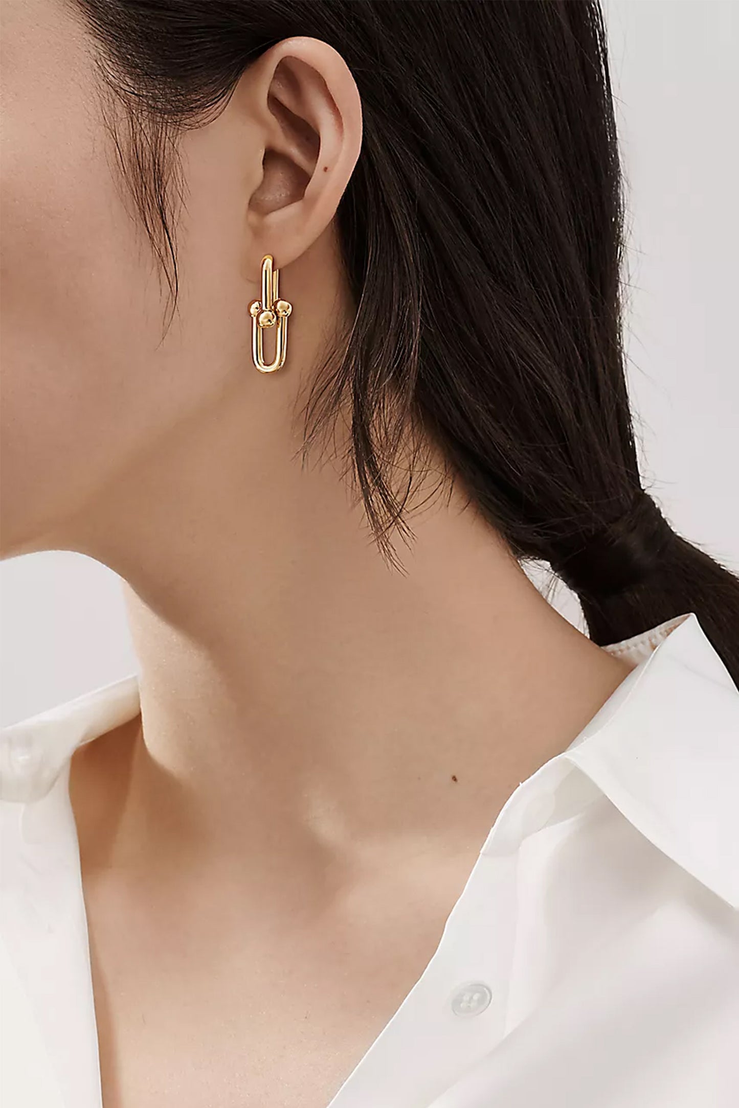 Large Link Earrings in Yellow Gold