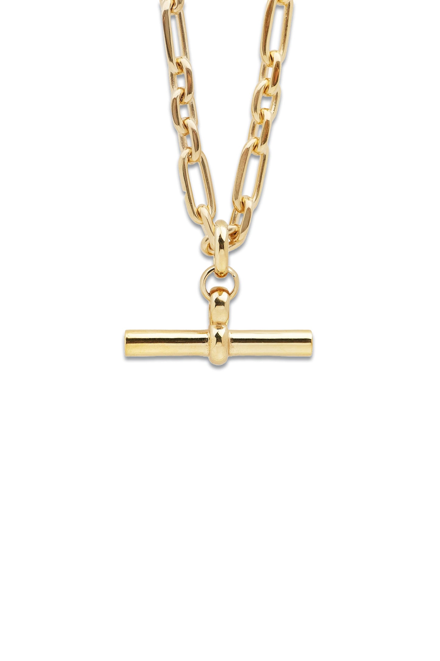 Giant Gold T-Bar Watch Chain Necklace