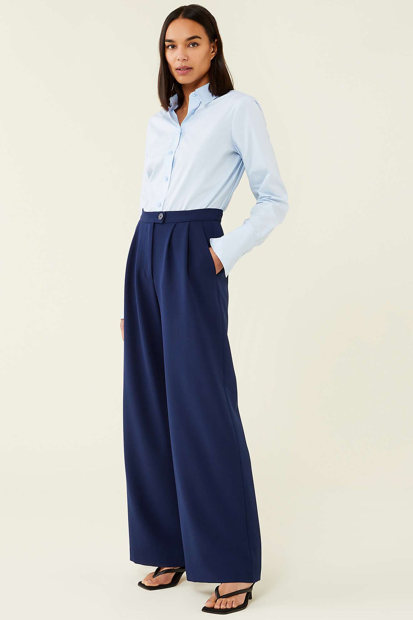 Finery Jeanne Tailored Trousers, Navy